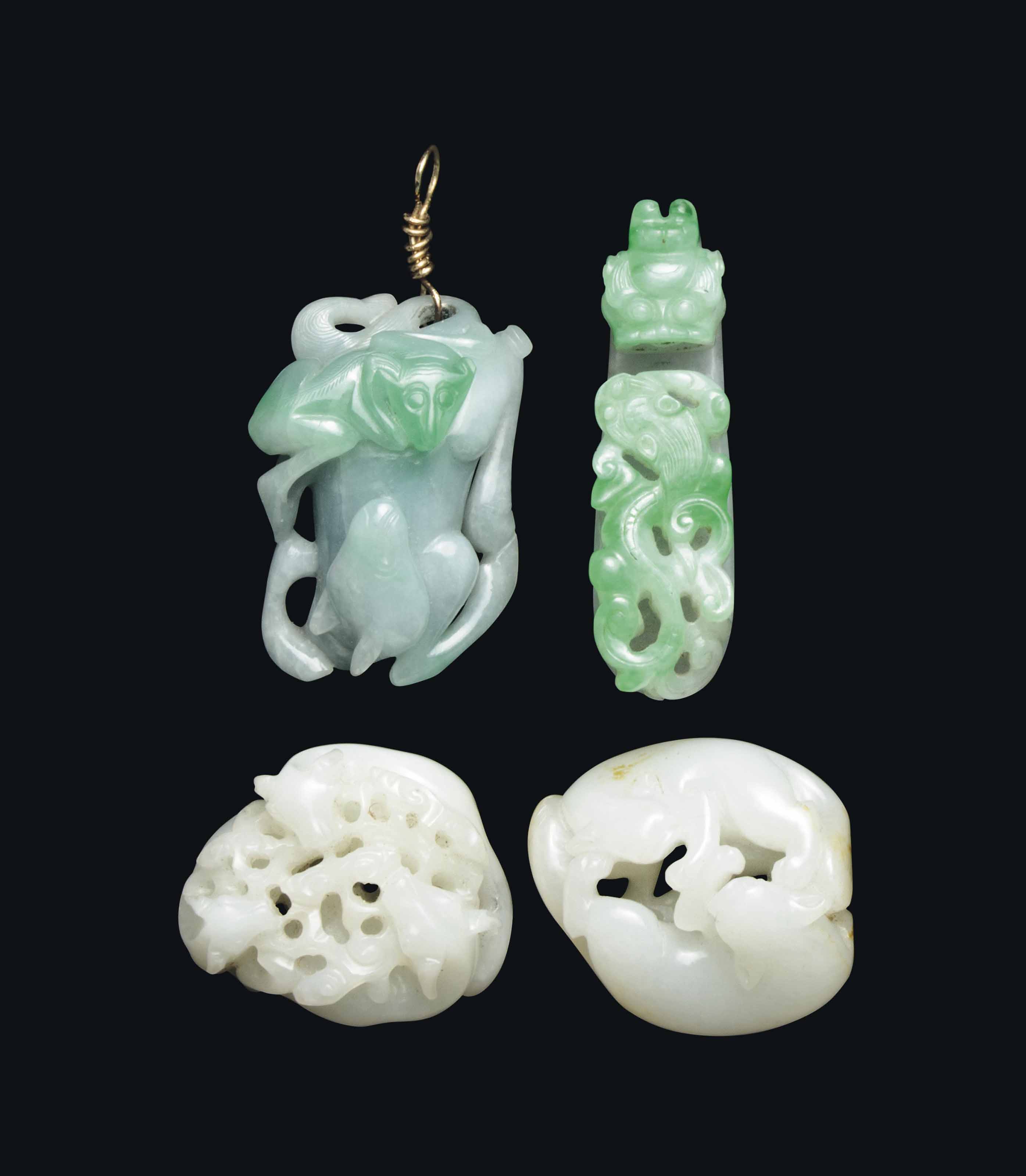 FOUR CHINESE JADE AND JADEITE CARVINGS , 20TH CENTURY Christie's