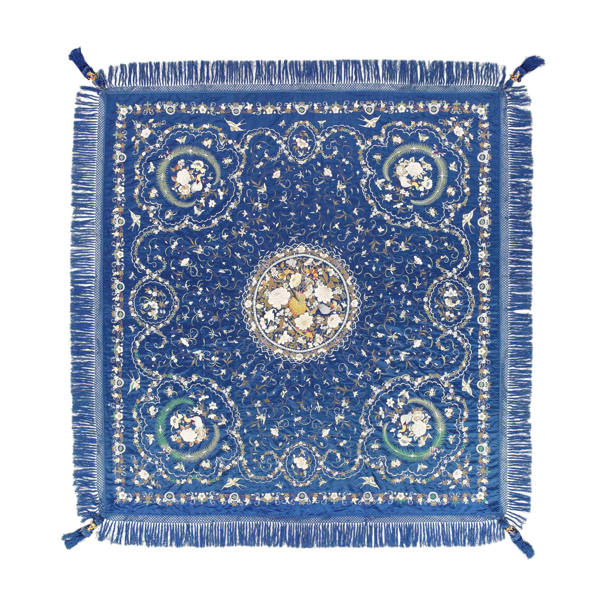 A CANTON BLUE SATIN COVER