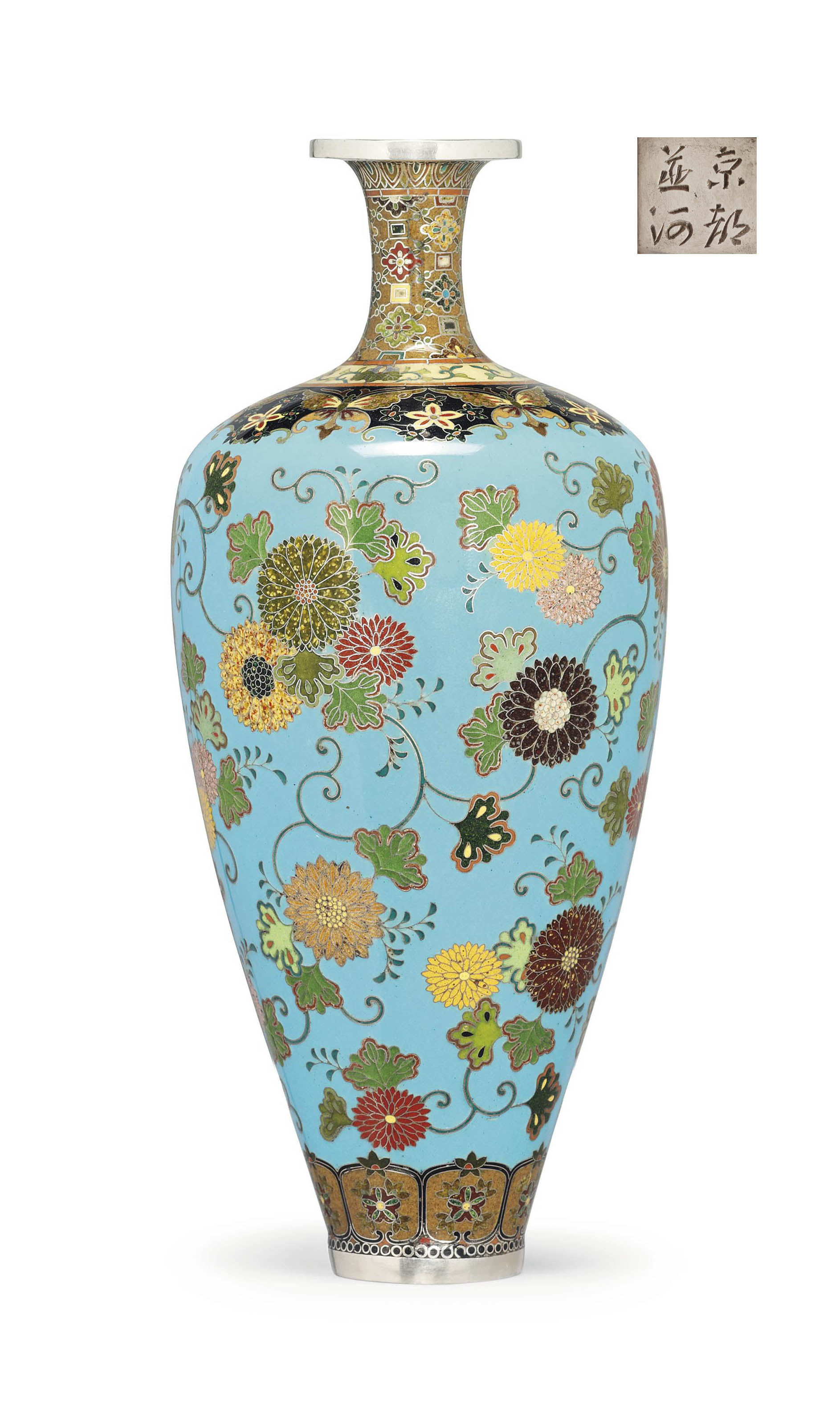 A Fine Cloisonné Vase , SIGNED ON A SILVER TABLET KYOTO NAMIKAWA