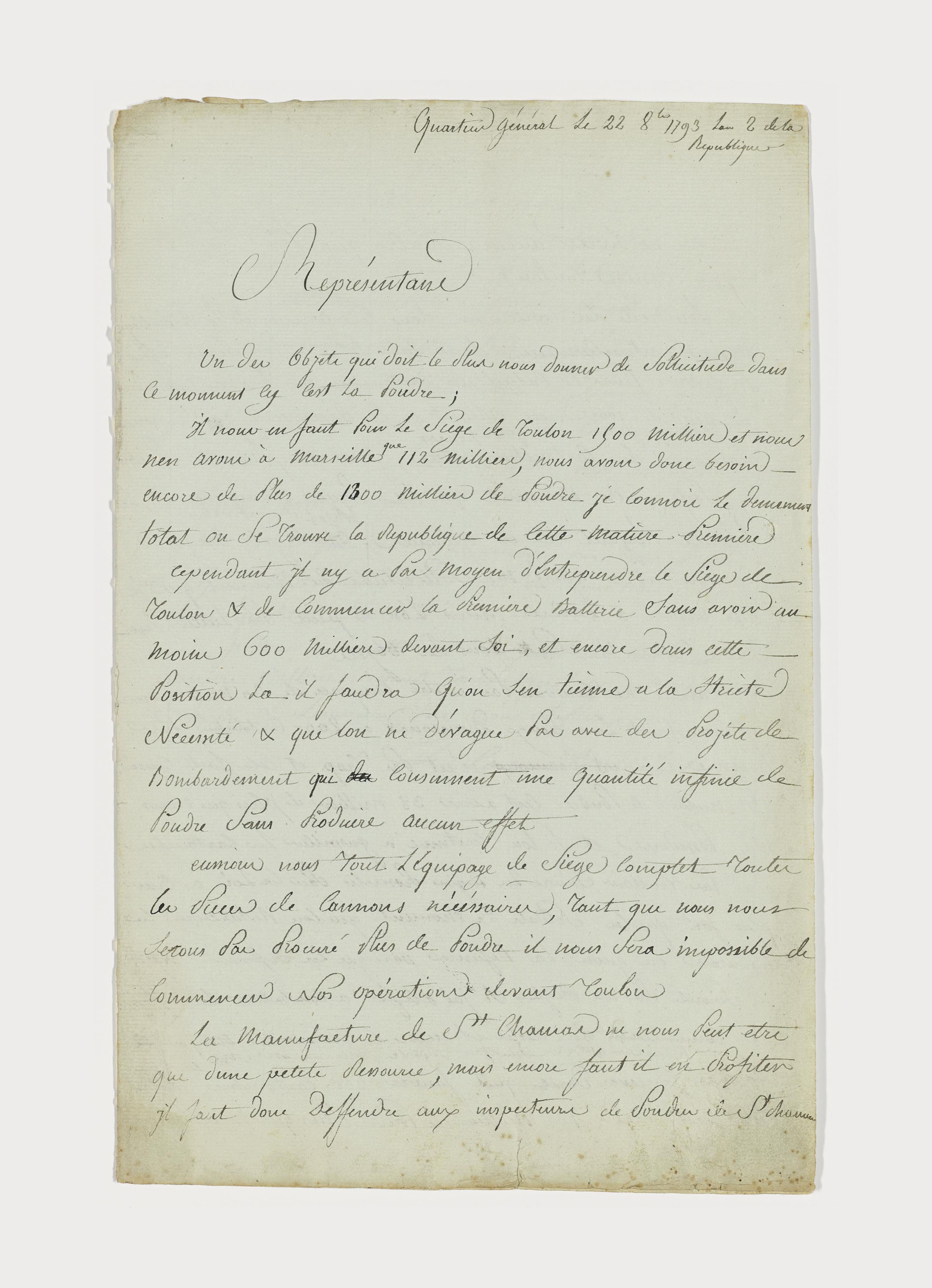 NAPOLEON I (17691821), Emperor of the French. Secretarial letter