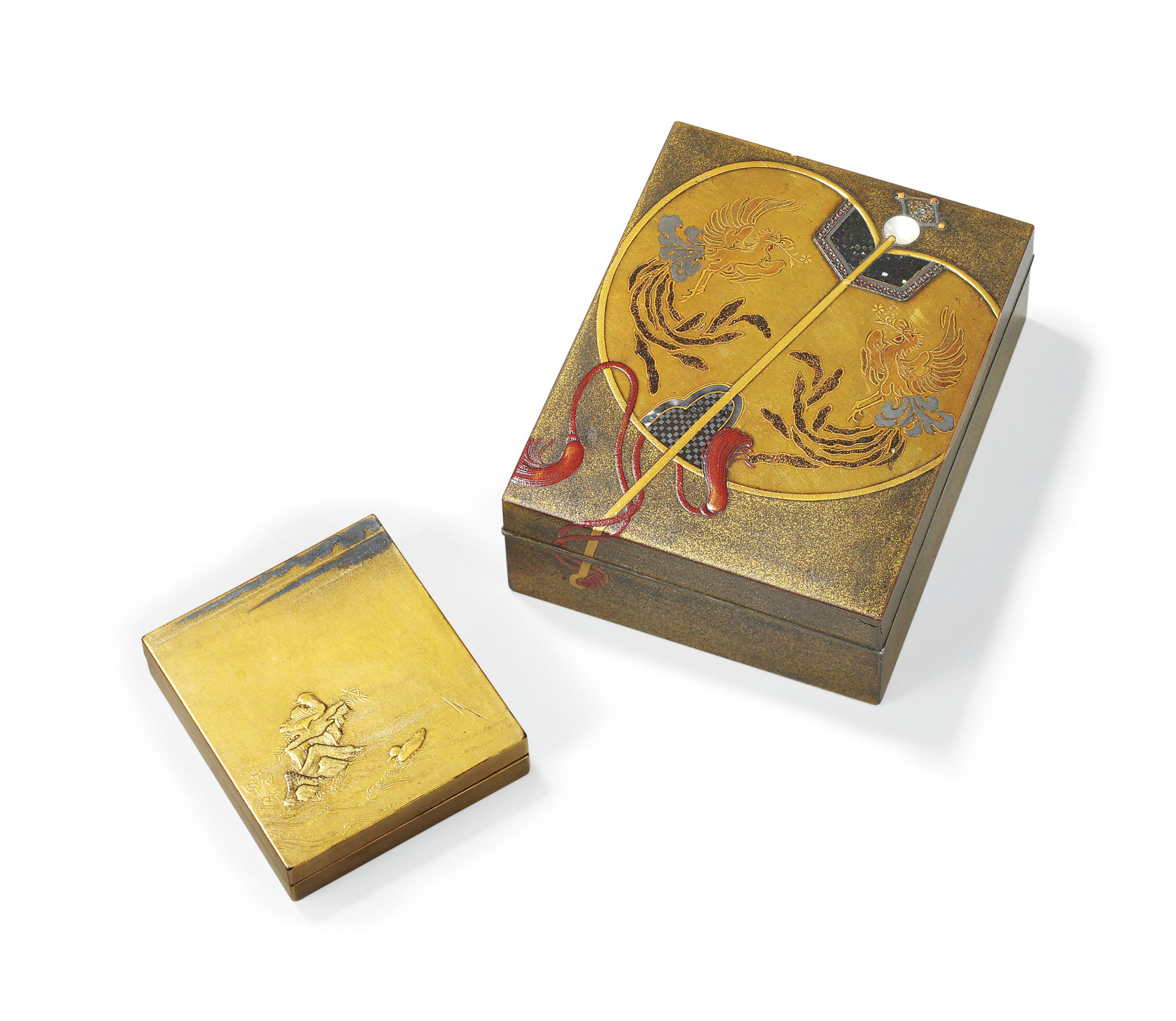 TWO JAPANESE GOLD LACQUER KOGO [INCENSE BOXES] , EDO PERIOD (18TH19TH