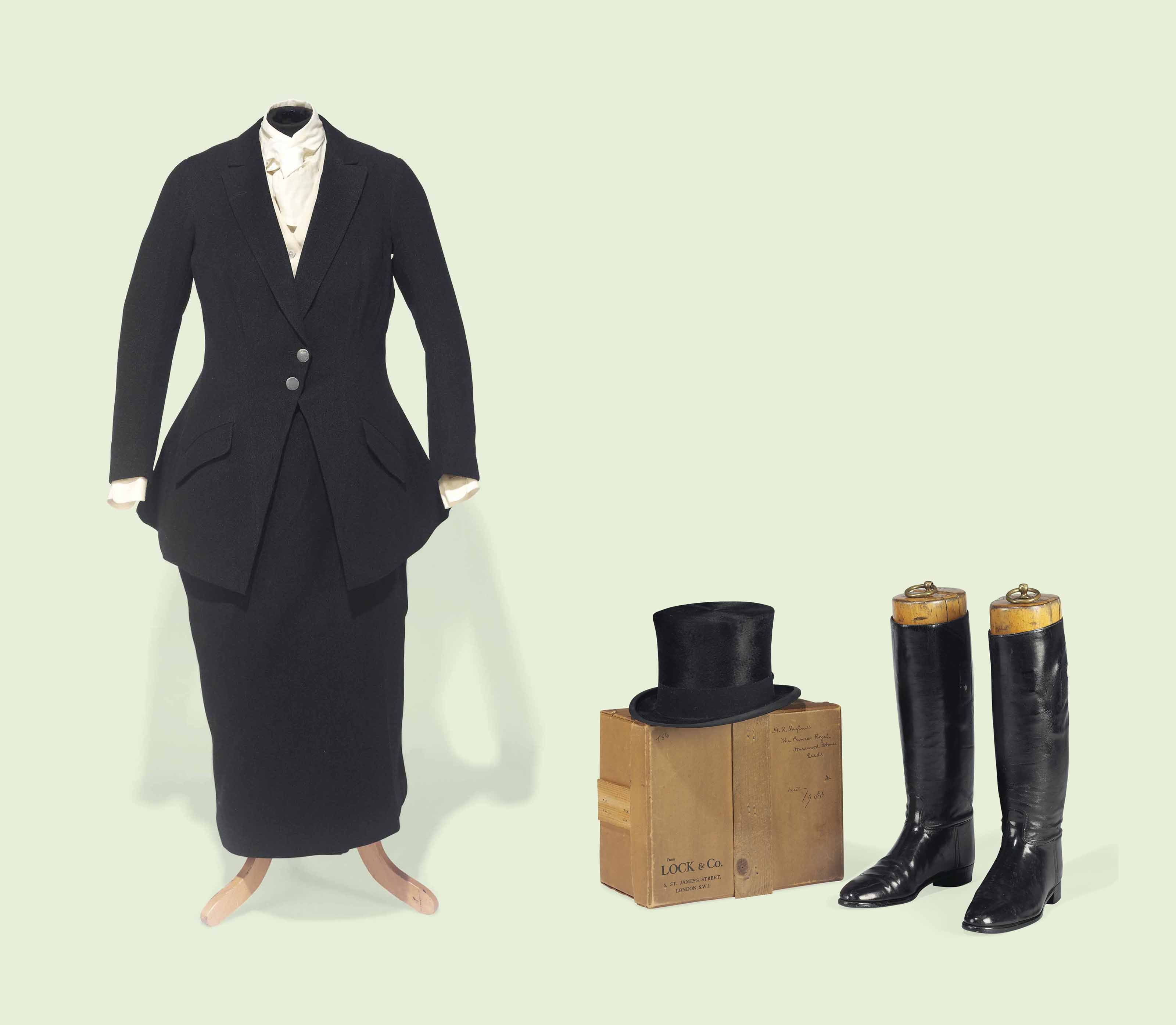 PRINCESS MARY'S DARK GREY WOOL RIDING HABIT , BY BUSVINE LTD., LONDON