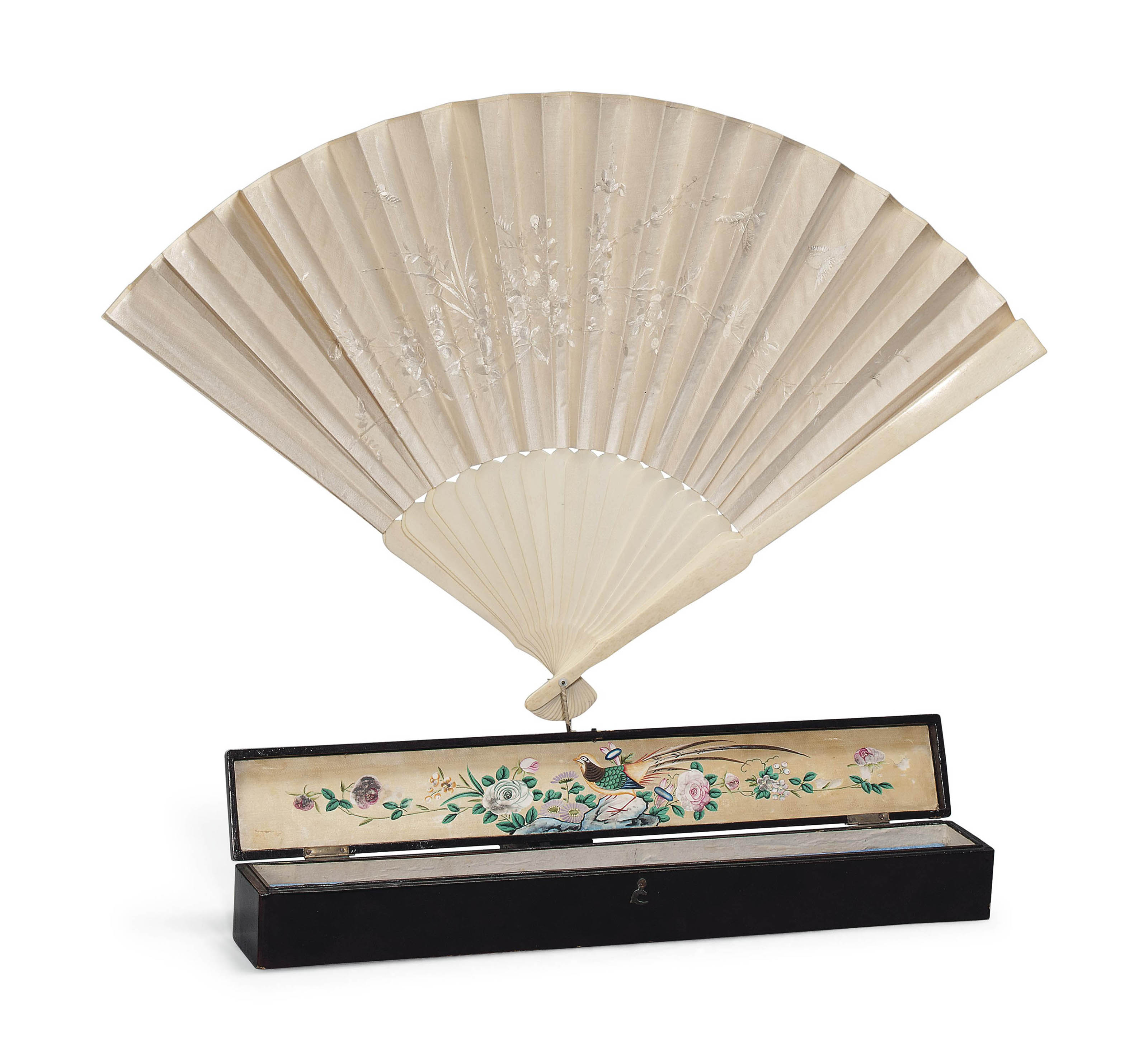 A Large Chinese Bone Folding Fan 19th Century All Other Types