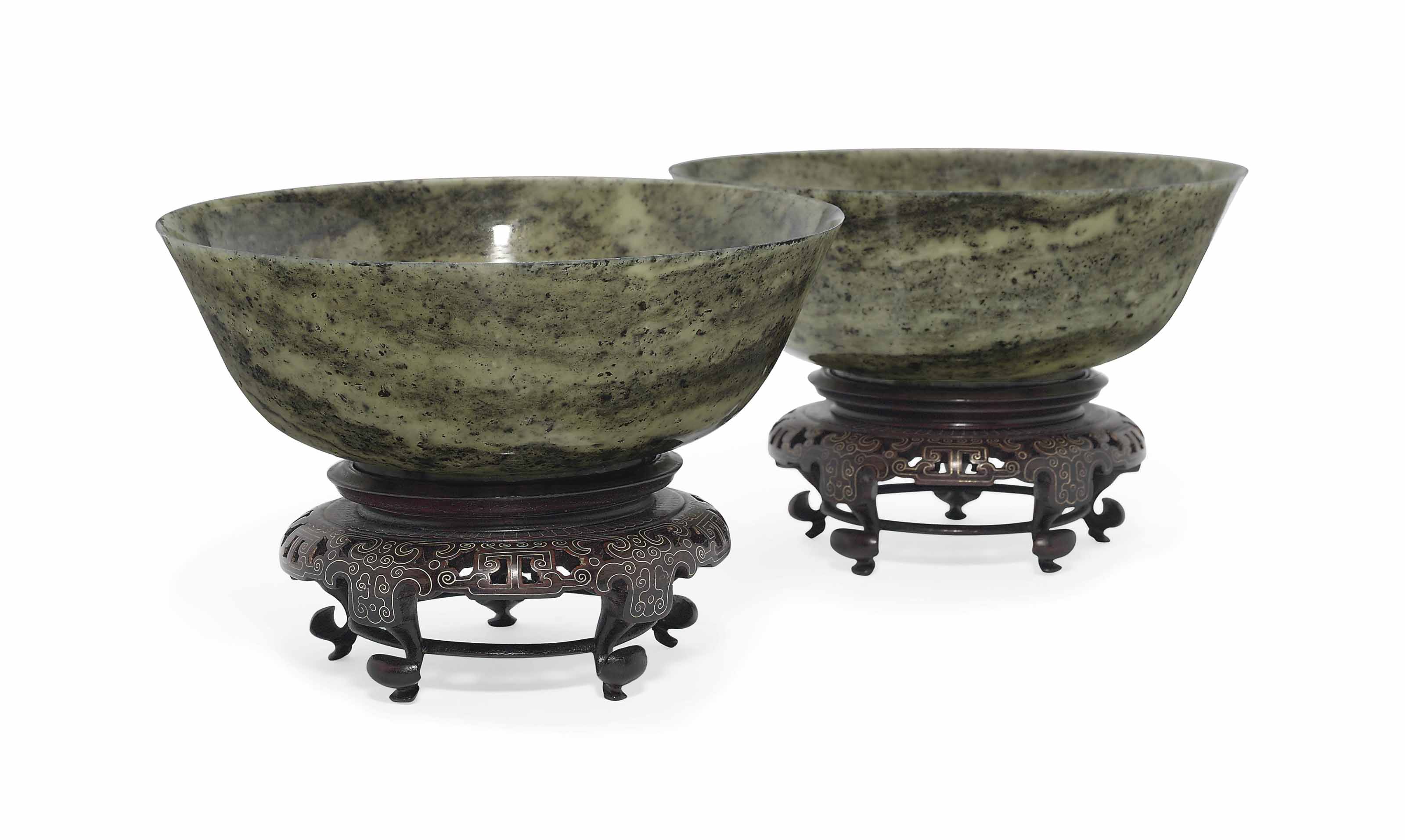 A PAIR OF CHINESE SPINACH JADE BOWLS , 20TH CENTURY Christie's
