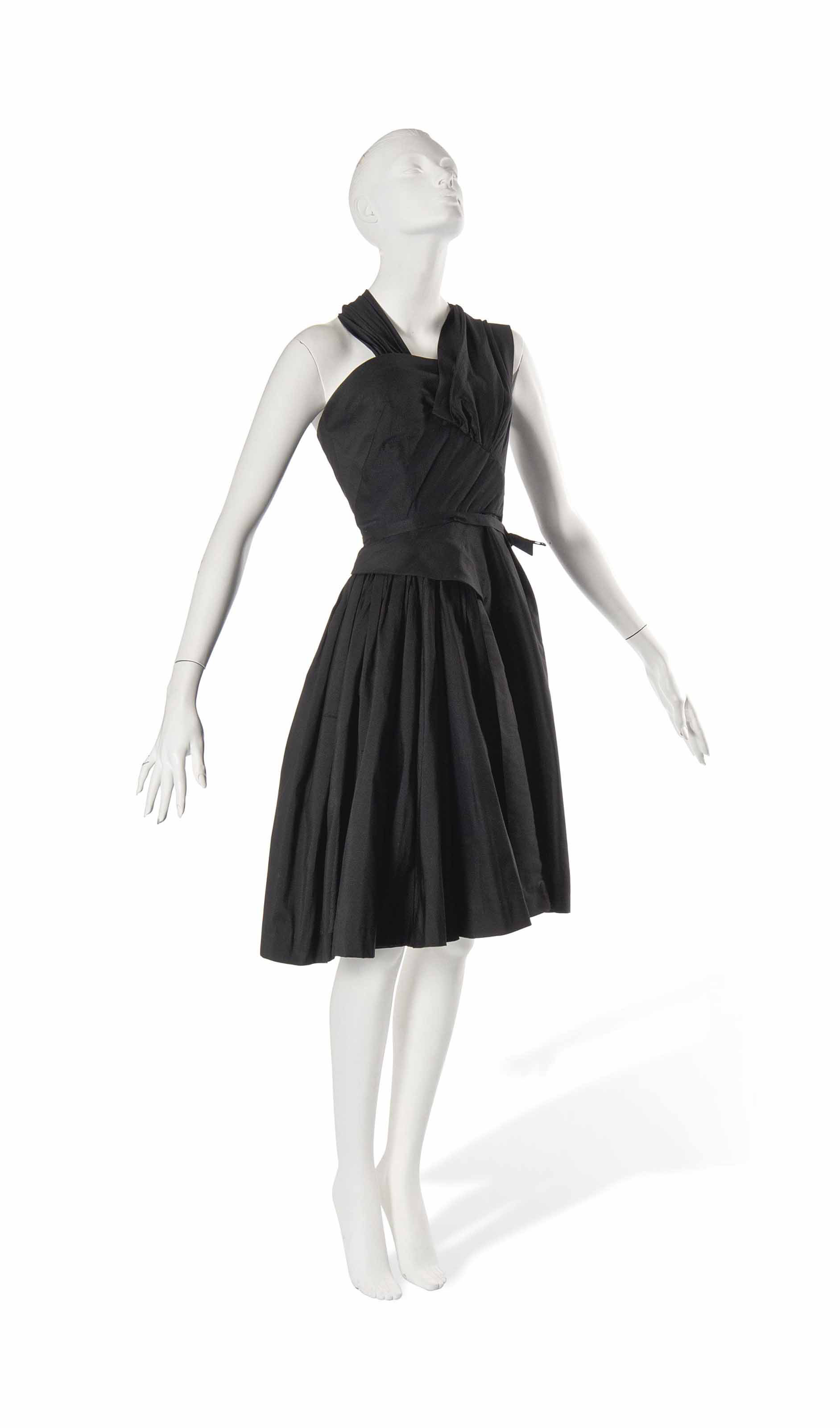 black silk cocktail dress