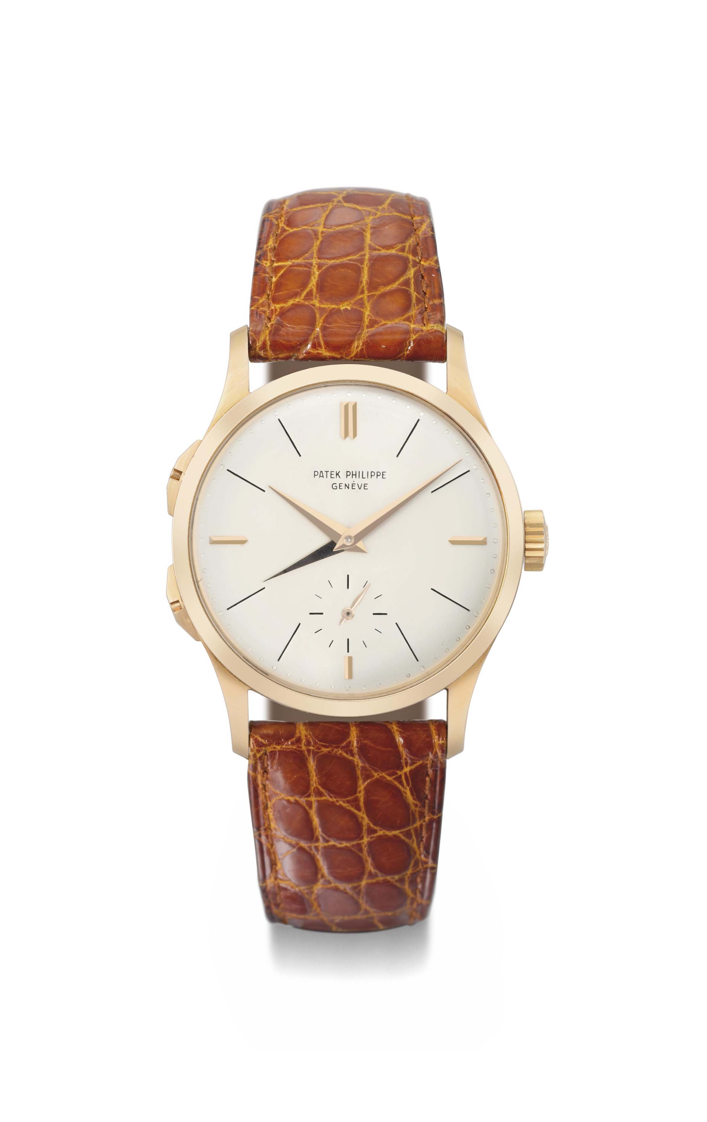 Patek Philippe An Extremely Fine And Rare 18k Pink Gold Dual Time Zone Wristwatch With Additional
