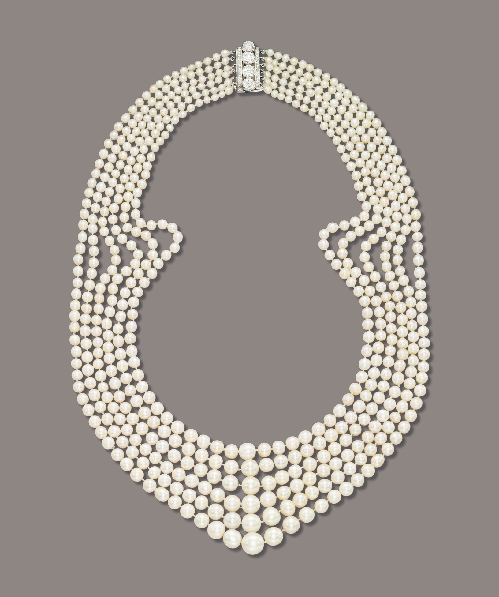 A NATURAL PEARL AND DIAMOND NECKLACE | Christie's