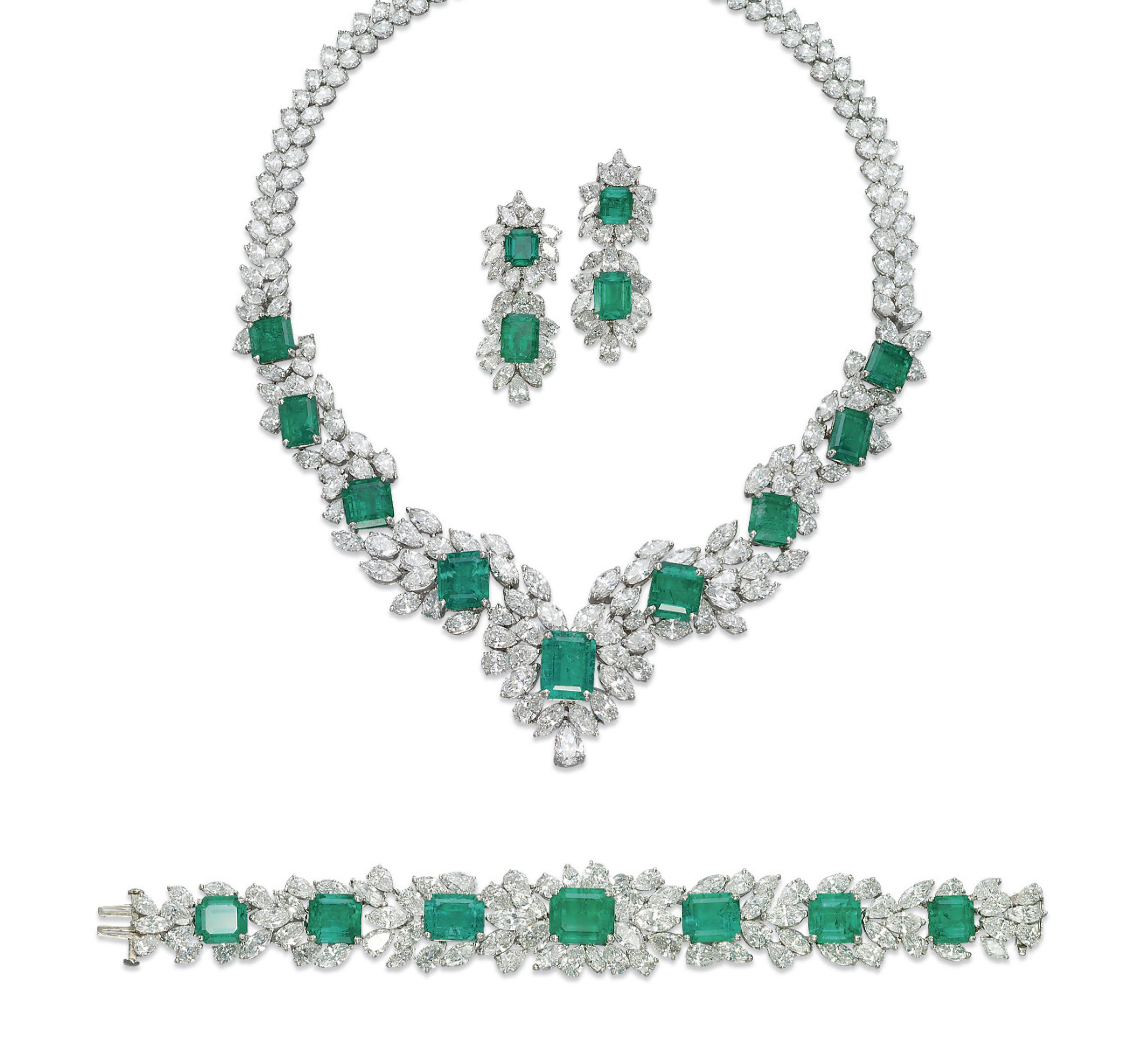 A SET OF EMERALD AND DIAMOND JEWELLERY Christie's