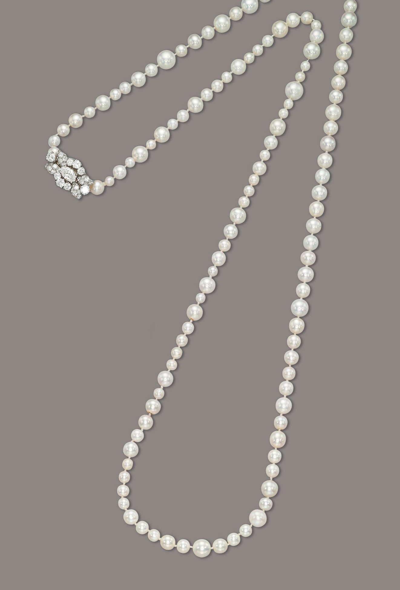 A NATURAL PEARL, CULTURED PEARL AND DIAMOND NECKLACE Christie's