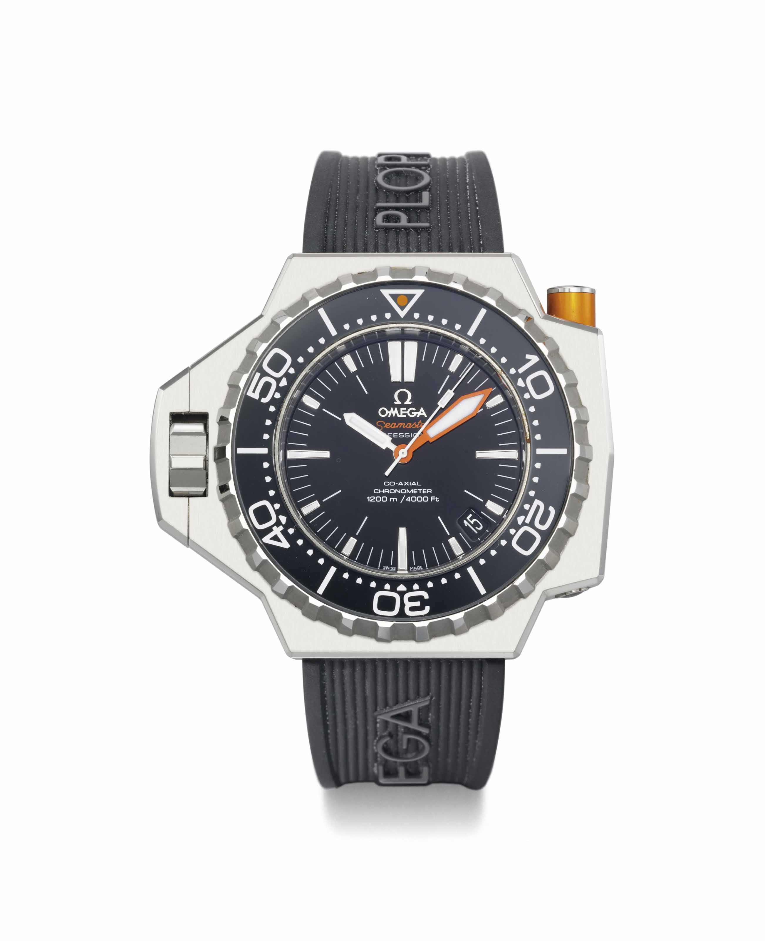 Omega. A large stainless steel automatic diver's wristwatch with sweep