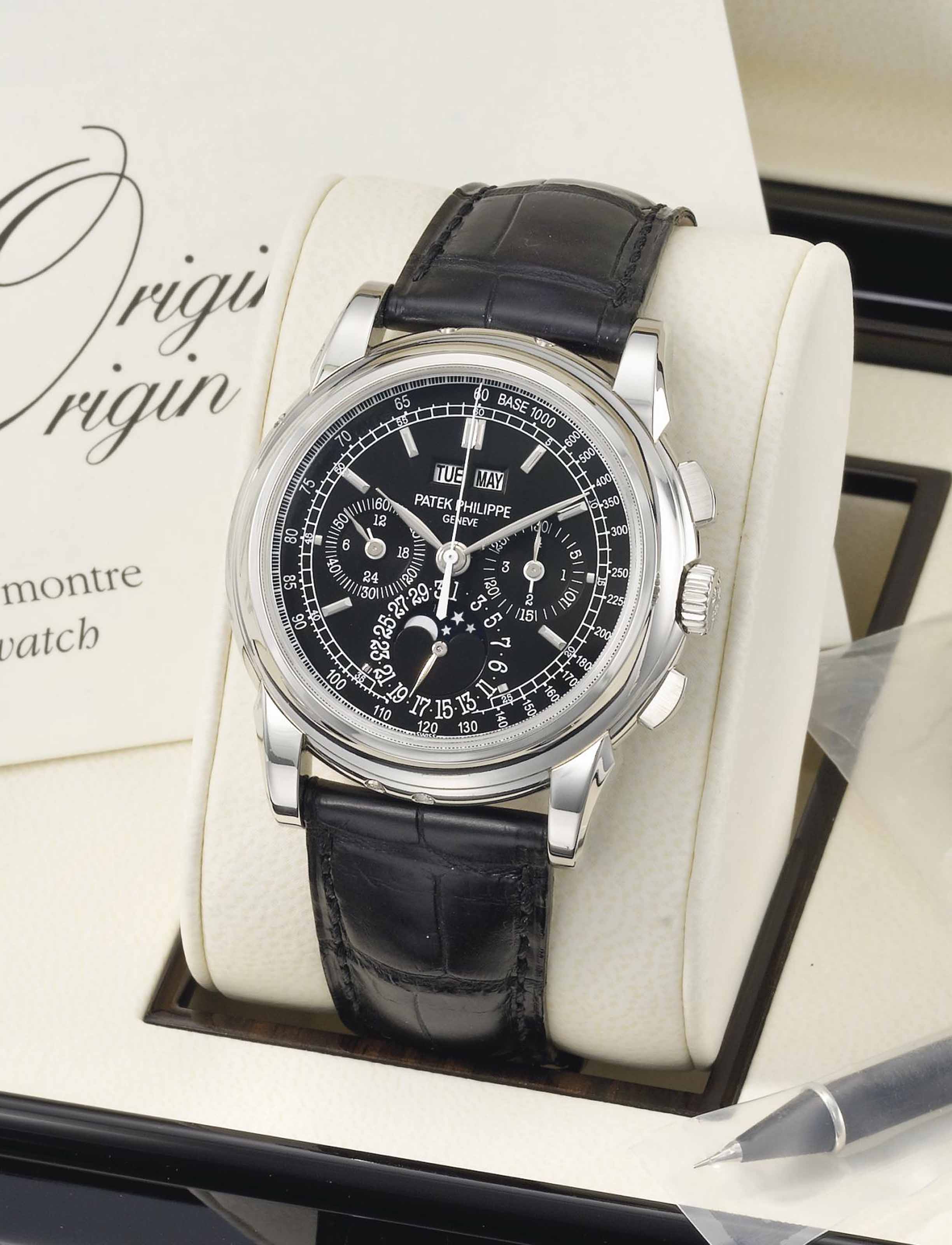 Patek Philippe A fine and rare platinum perpetual calendar chronograph