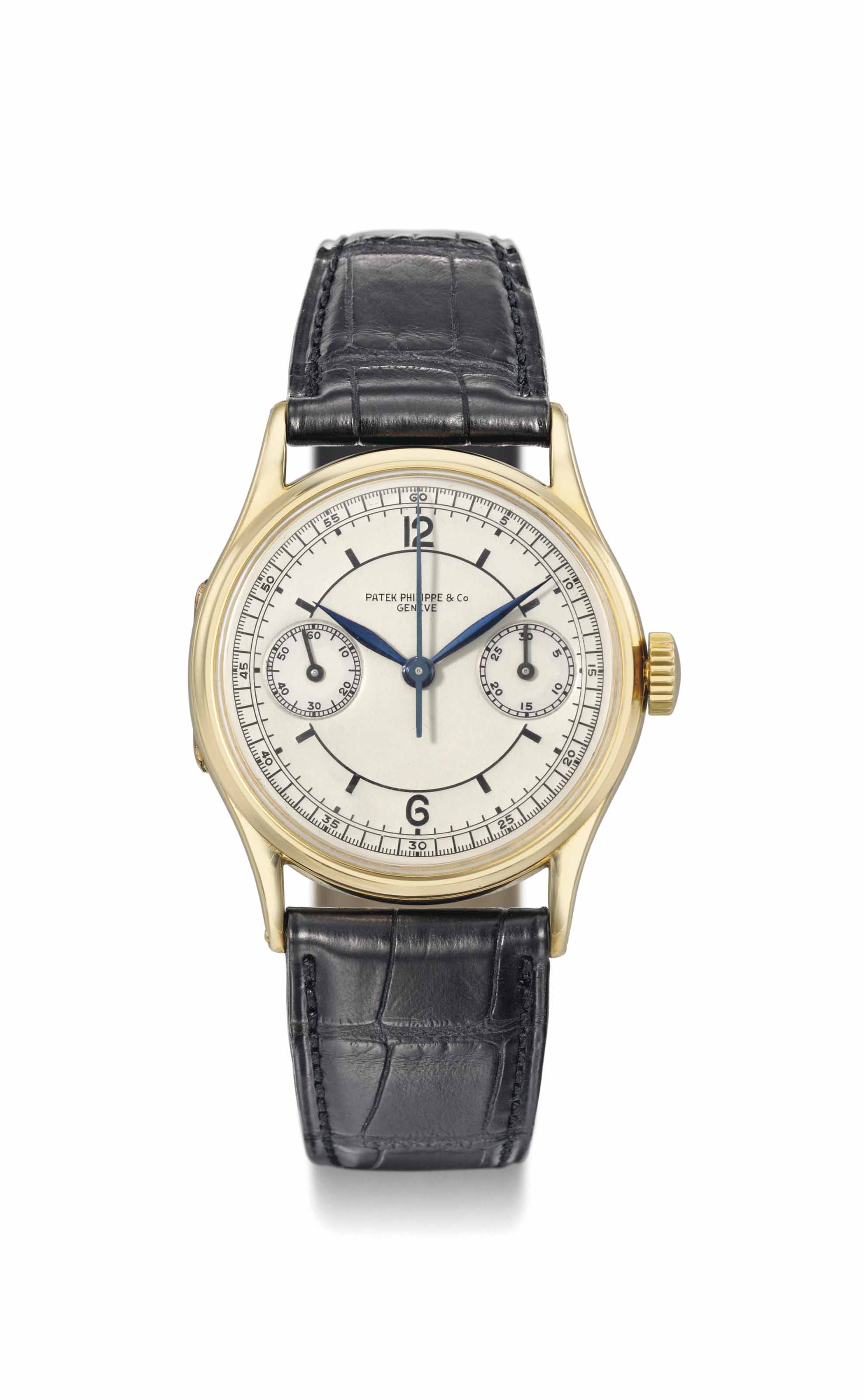 Patek Philippe. An extremely fine rare and large 18K gold hinged