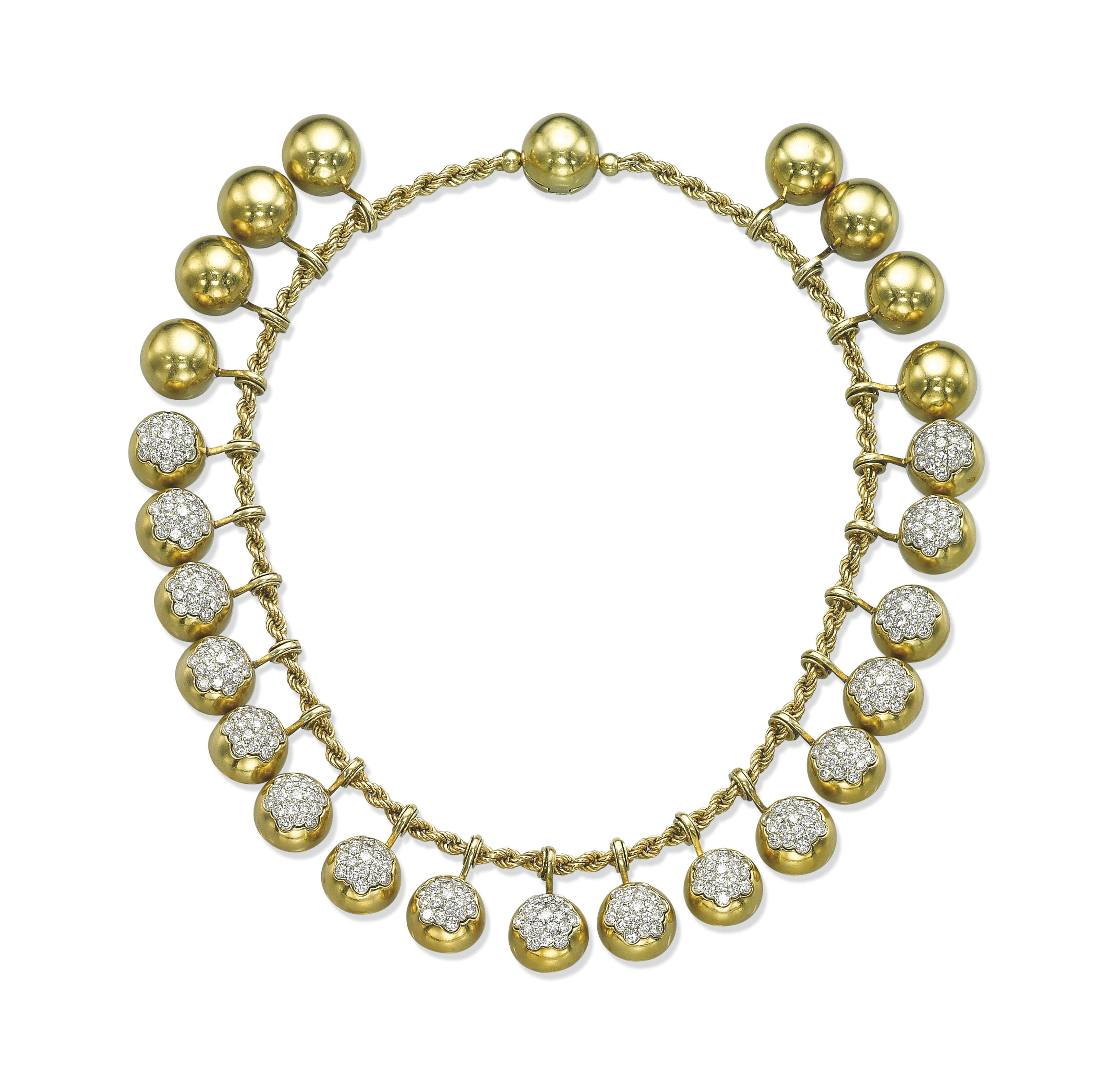 A RETRO DIAMOND AND GOLD NECKLACE, BY HARRY WINSTON ...