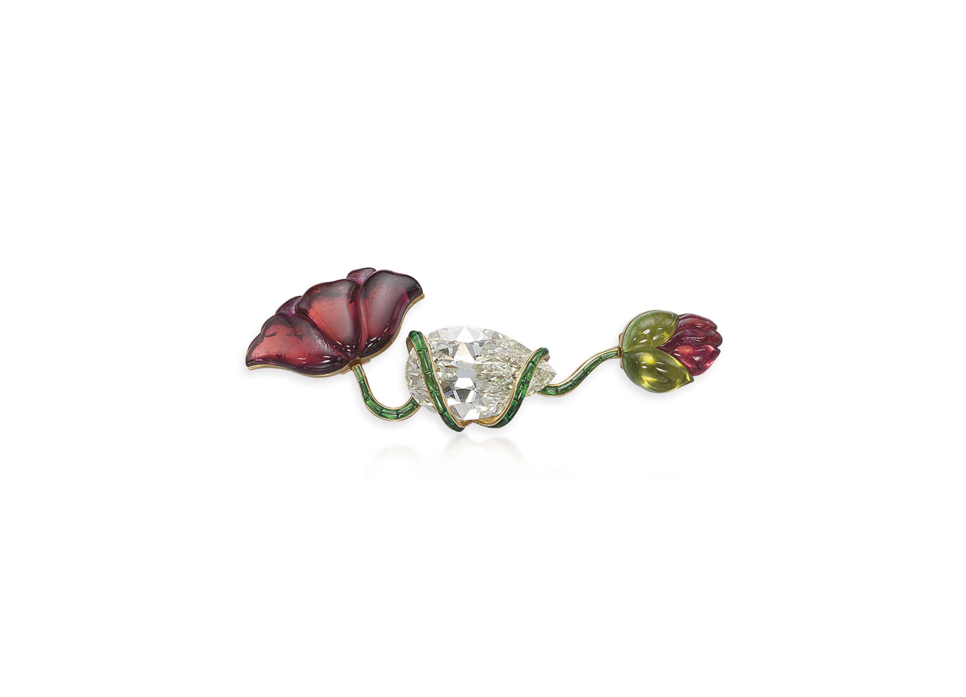 A TOURMALINE AND DIAMOND FLOWER BROOCH BY JAR Christie s