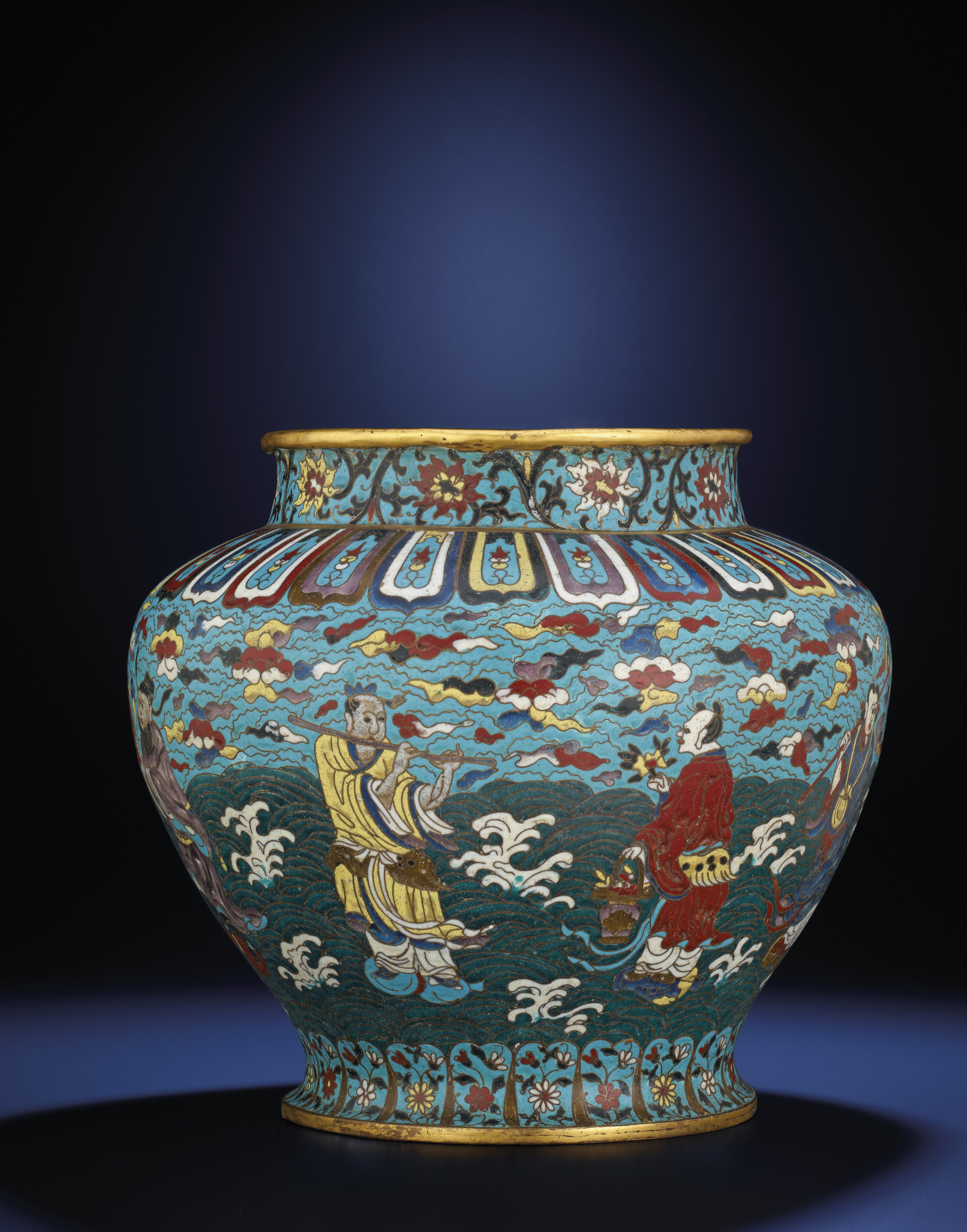中国 古錫 漢詩花文 茶托 四客 M R5166