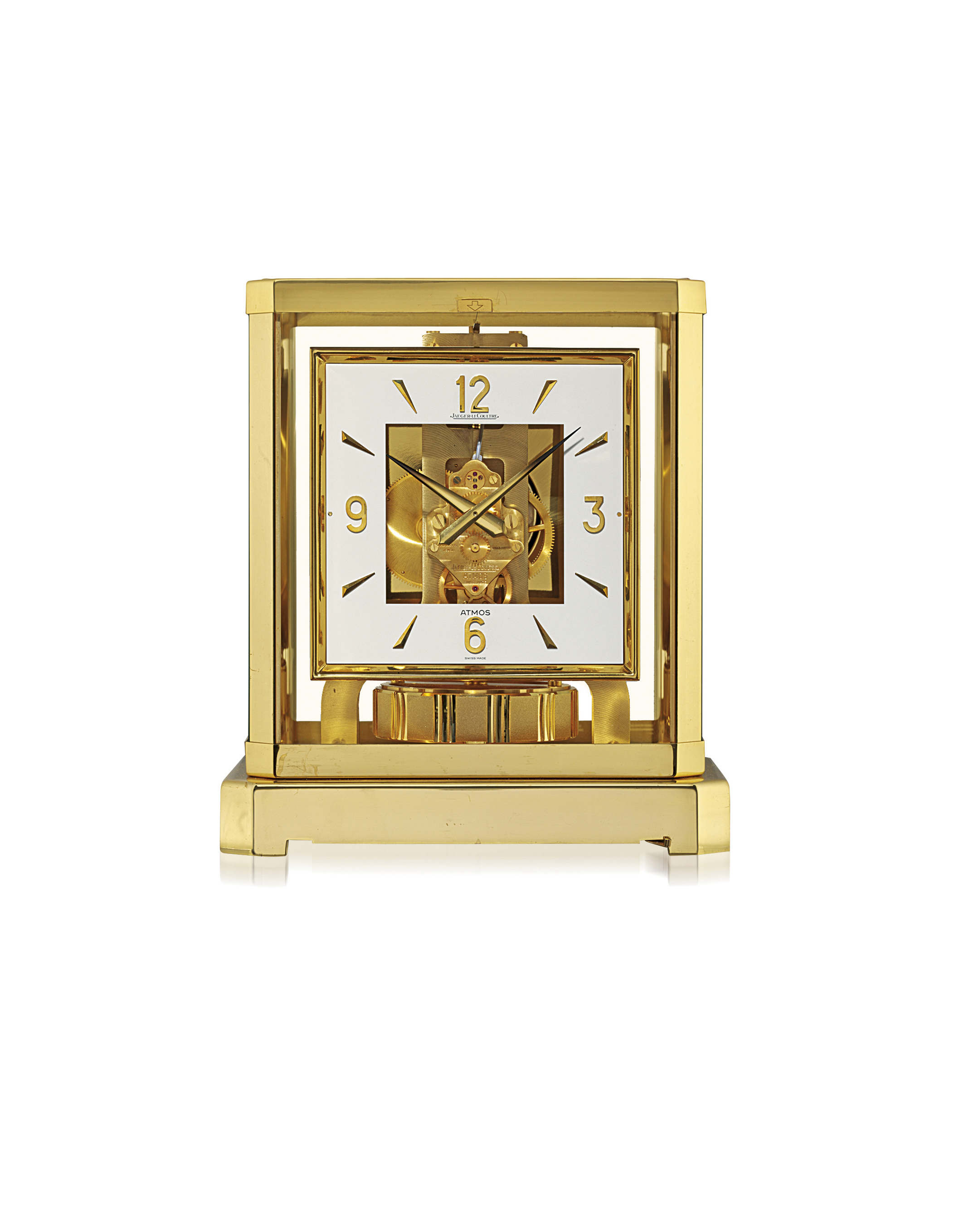 JAEGERLECOULTRE. A GILT BRASS ATMOS CLOCK , SIGNED JAEGERLECOULTRE