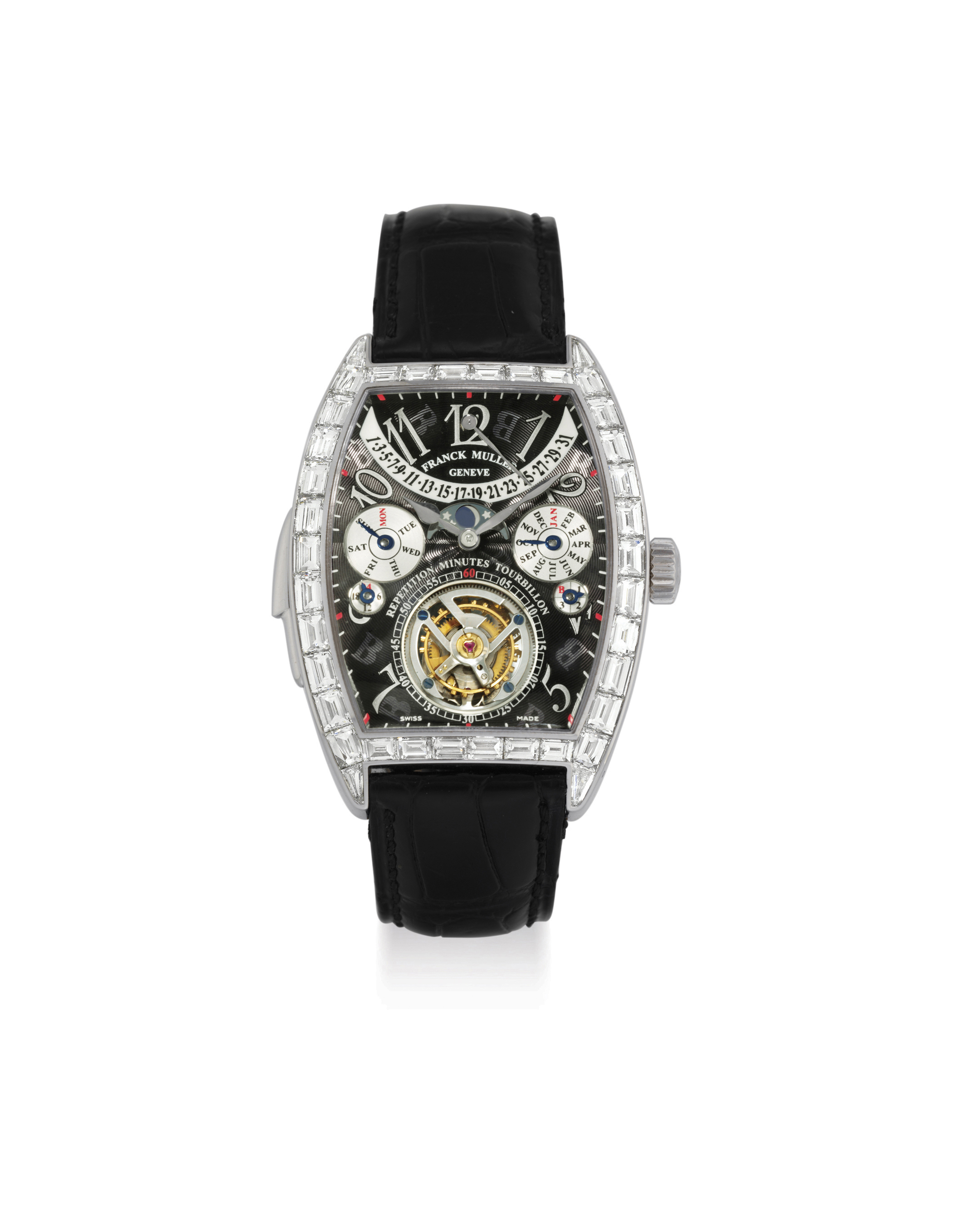 FRANCK MULLER. A VERY FINE AND EXTREMELY RARE 18K WHITE GOLD AND