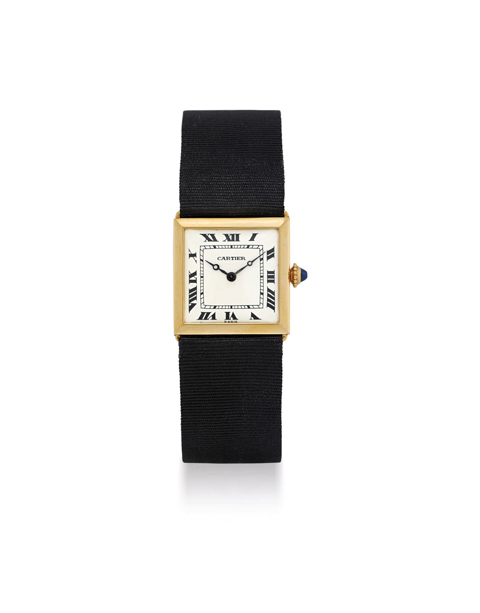 CARTIER. A LADY'S ELEGANT 18K GOLD SQUARE WRISTWATCH