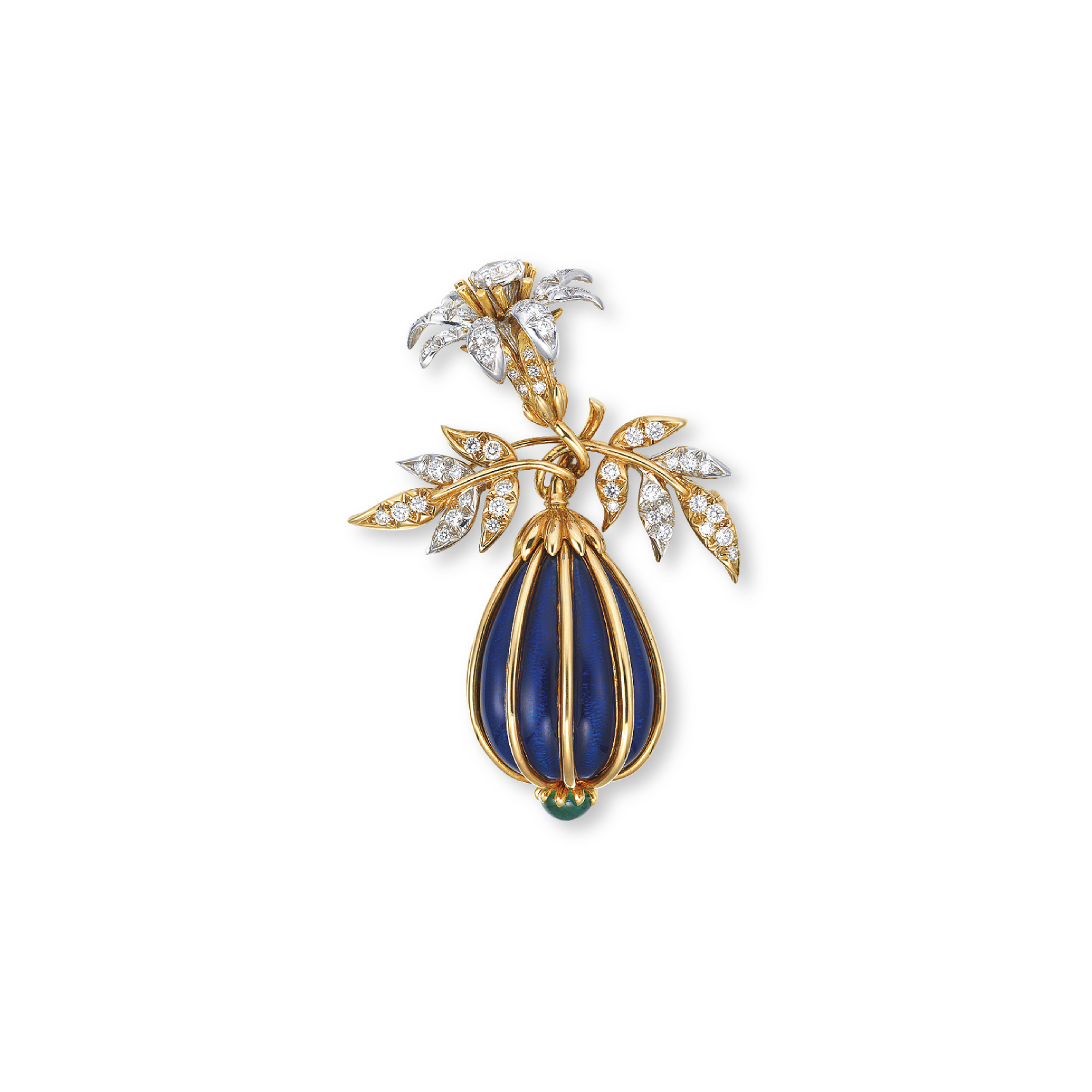 A DIAMOND, EMERALD AND ENAMEL BROOCH, BY JEAN SCHLUMBERGER, TIFFANY & CO. | Christie's