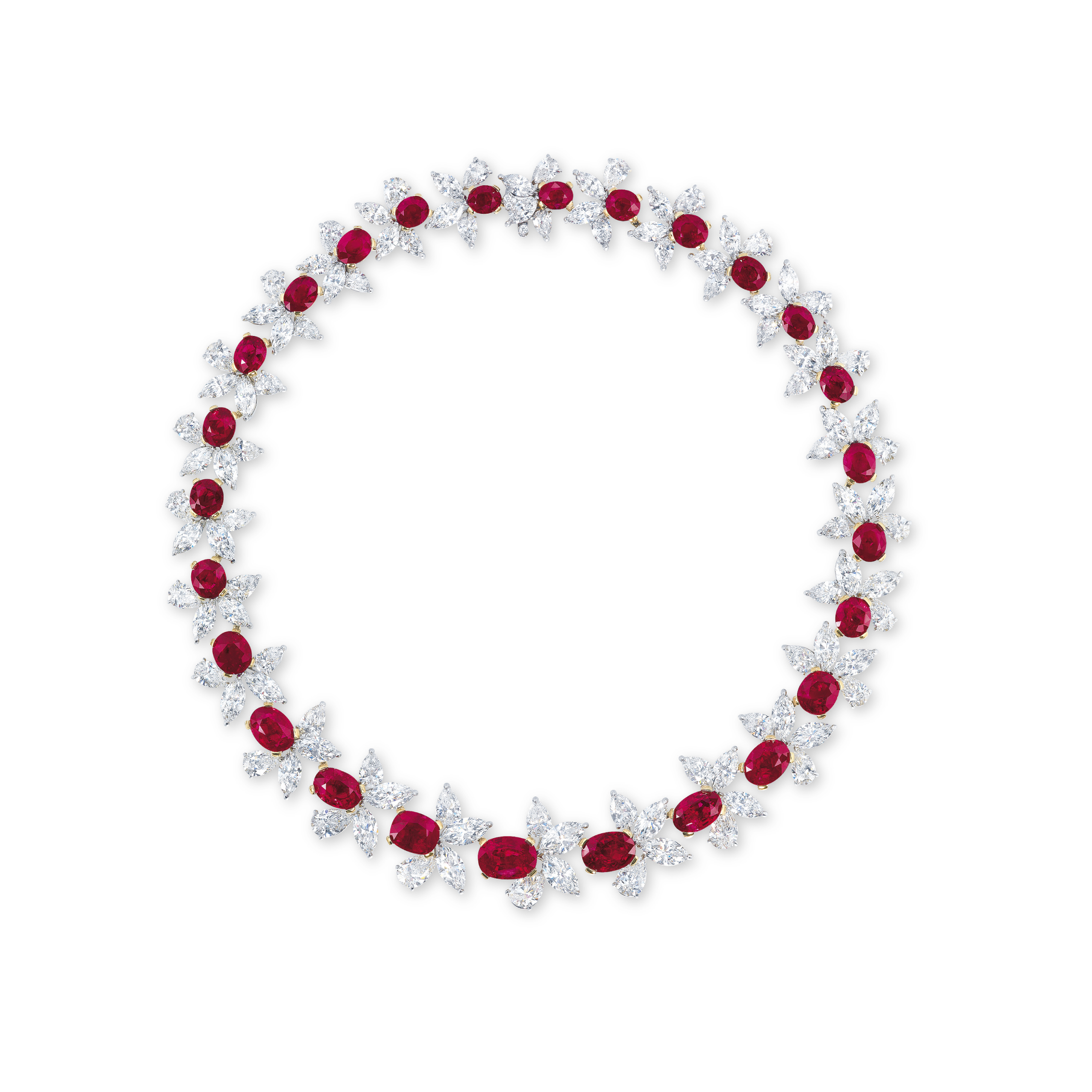 A SUPERB RUBY AND DIAMOND RED SCARLET NECKLACE BY JAMES W