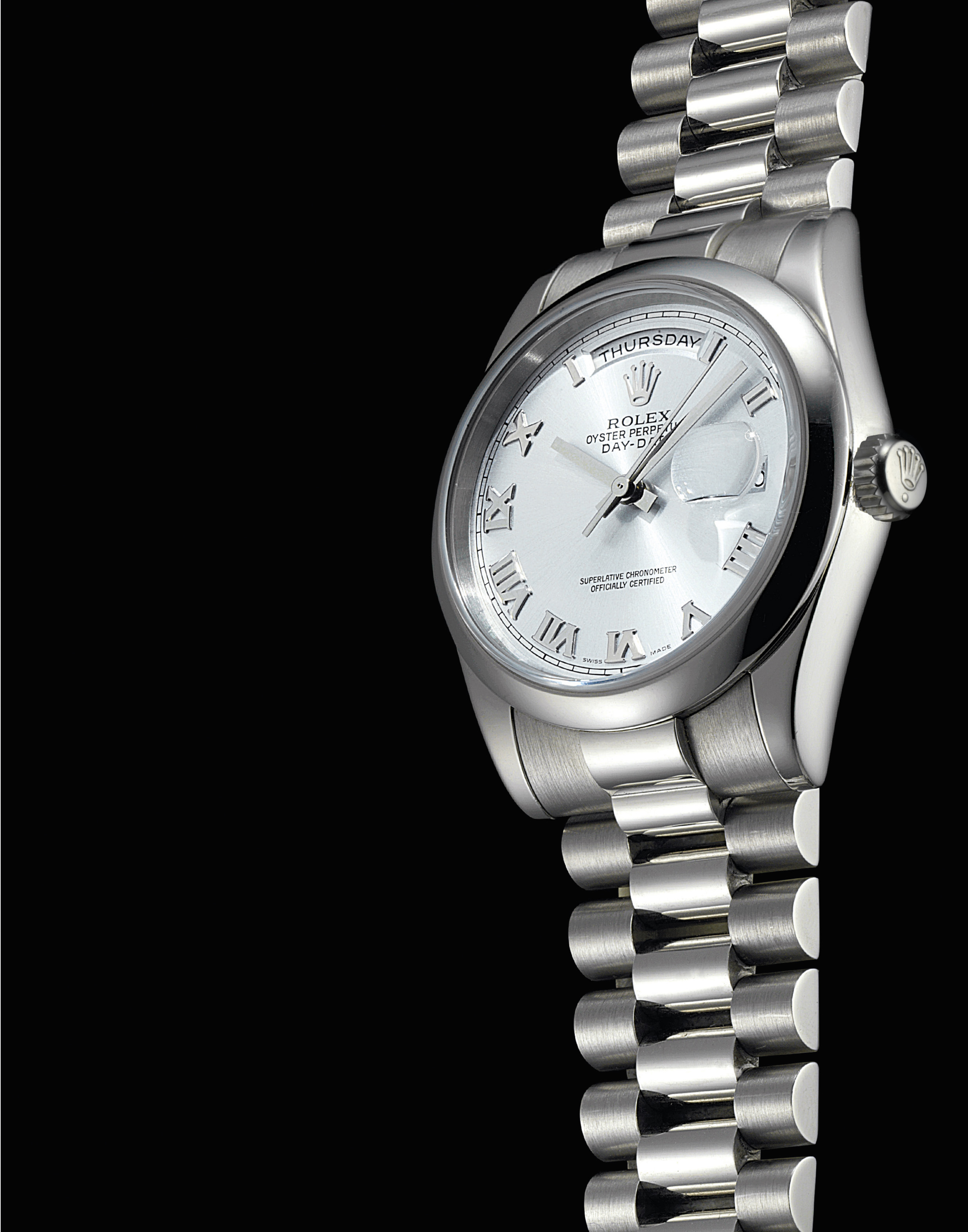 ROLEX. A FINE PLATINUM AUTOMATIC WRISTWATCH WITH SWEEP CENTRE SECONDS