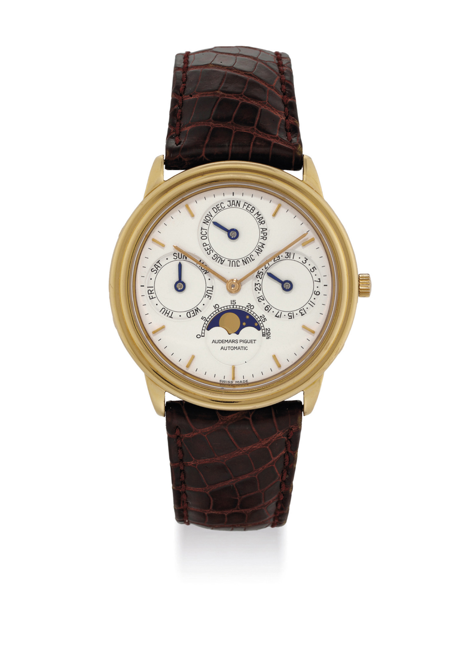 AUDEMARS PIGUET. AN 18K PINK GOLD AUTOMATIC PERPETUAL CALENDAR