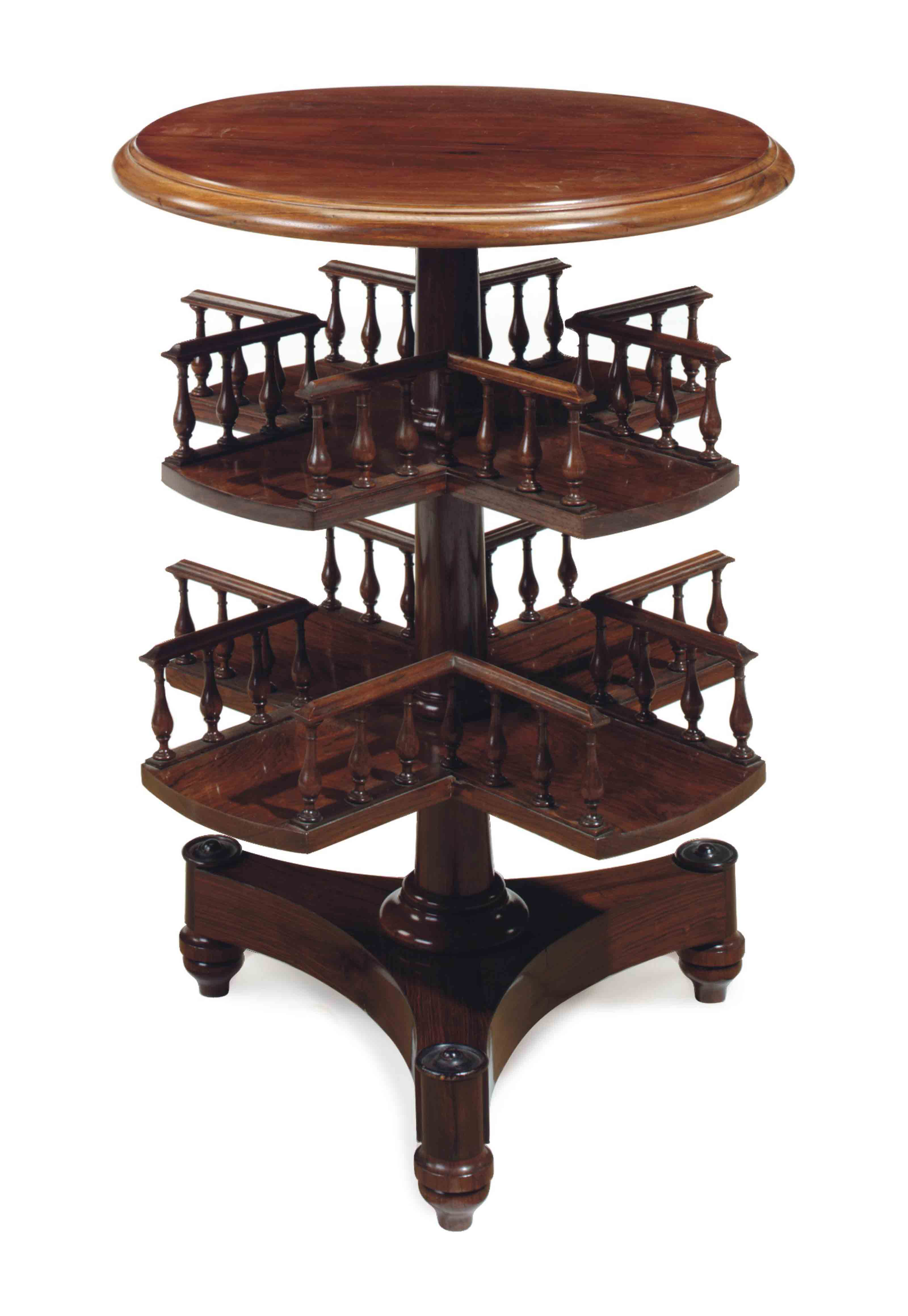 AN ENGLISH MAHOGANY CIRCULAR ROTATING BOOKSTAND, , 20TH CENTURY
