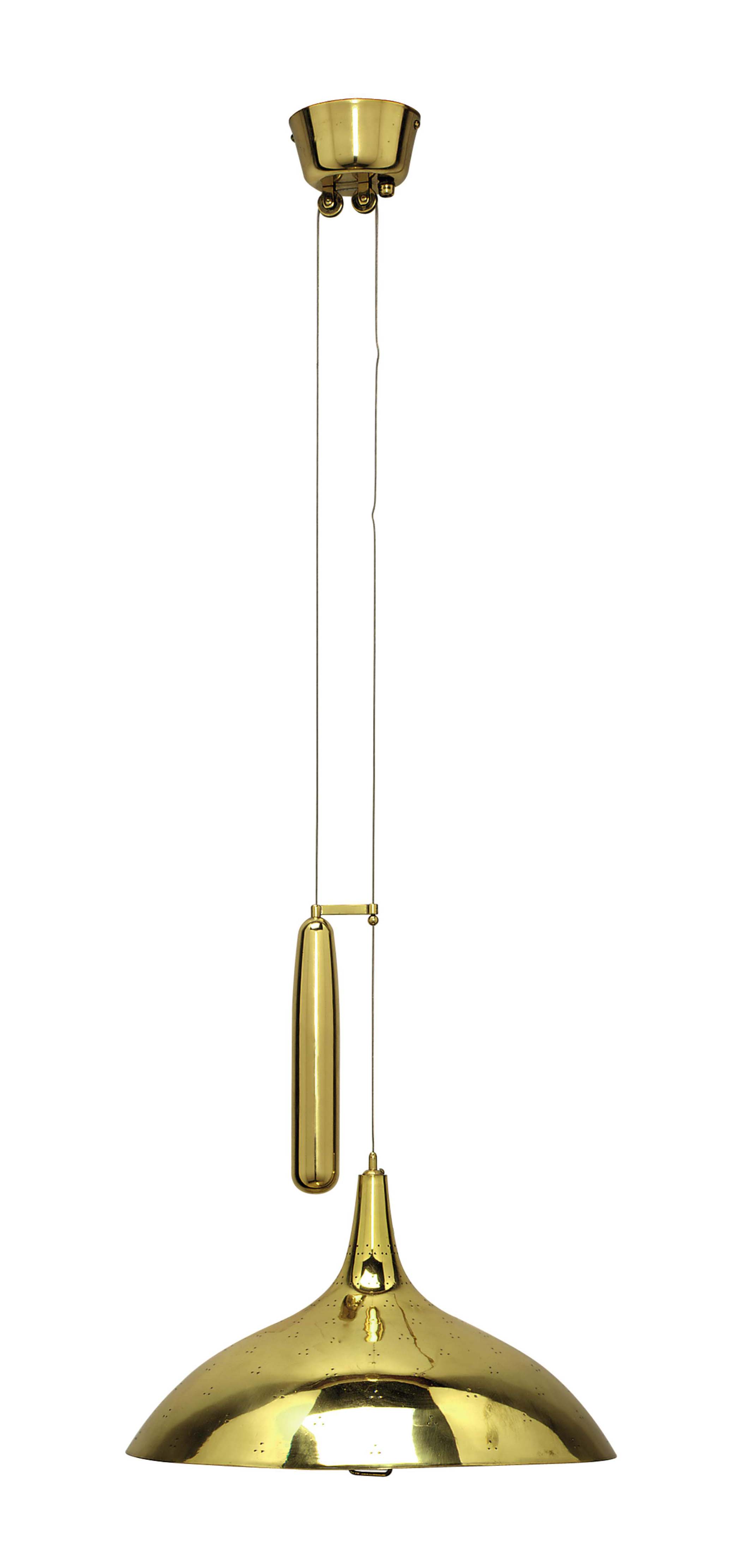 A BRASS COUNTERBALANCE LIGHT FIXTURE, , DESIGNED BY PAAVO TYNELL, 1947