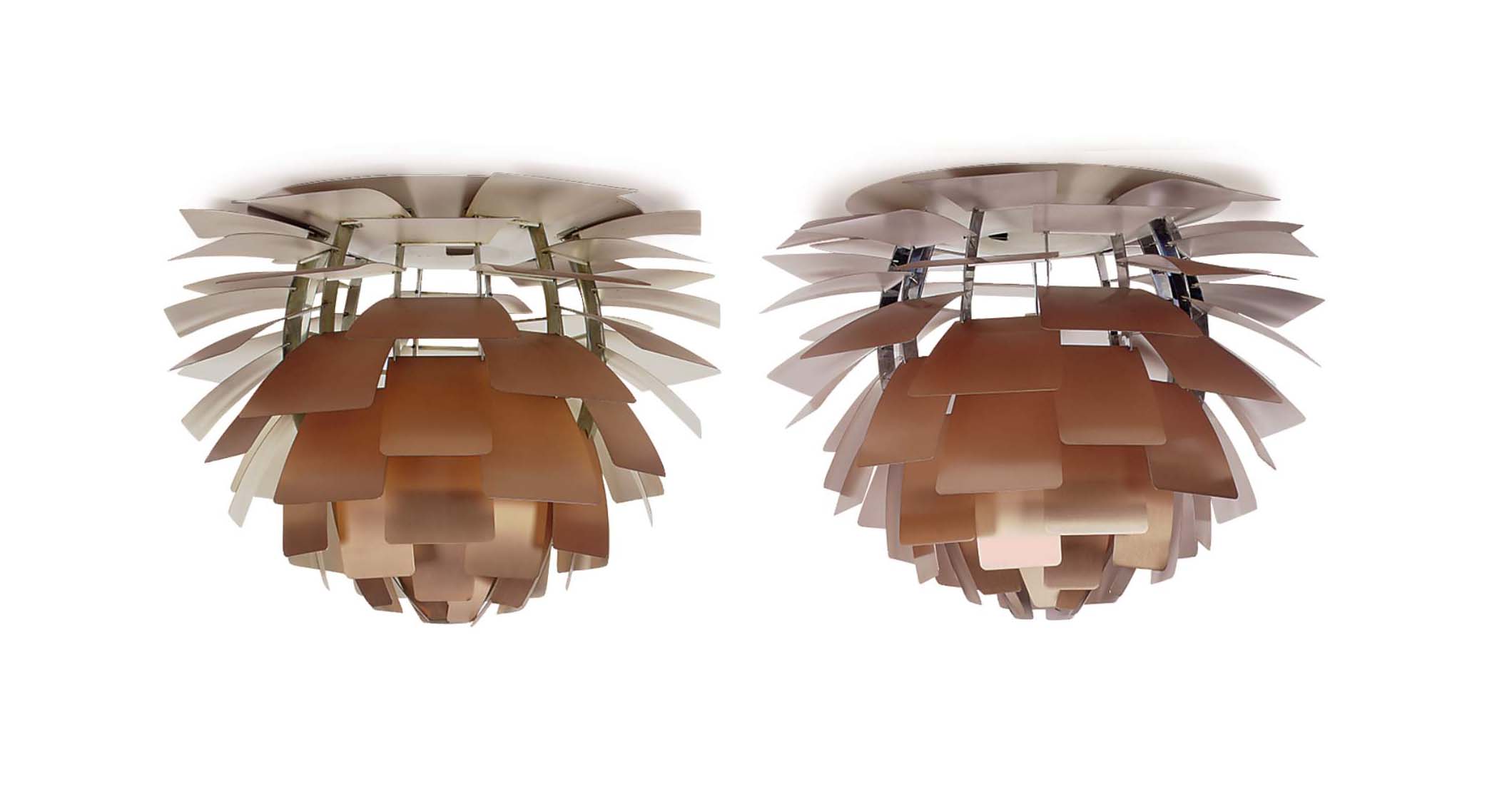 A PAIR OF ENAMELEDMETAL 'ARTICHOKE' LIGHT FIXTURES, , DESIGNED BY POUL