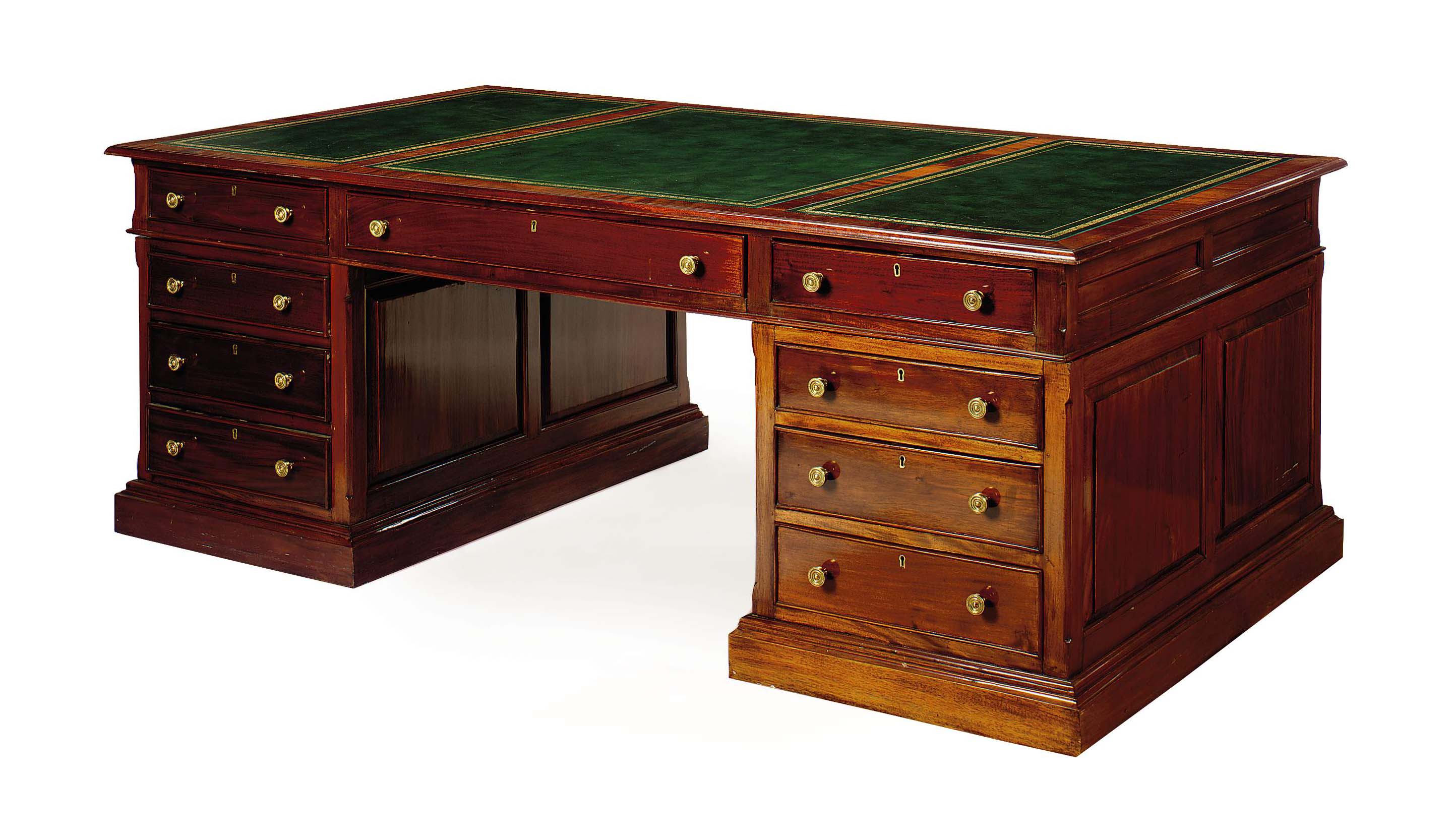 A MAHOGANY PARTNER'S DESK,
