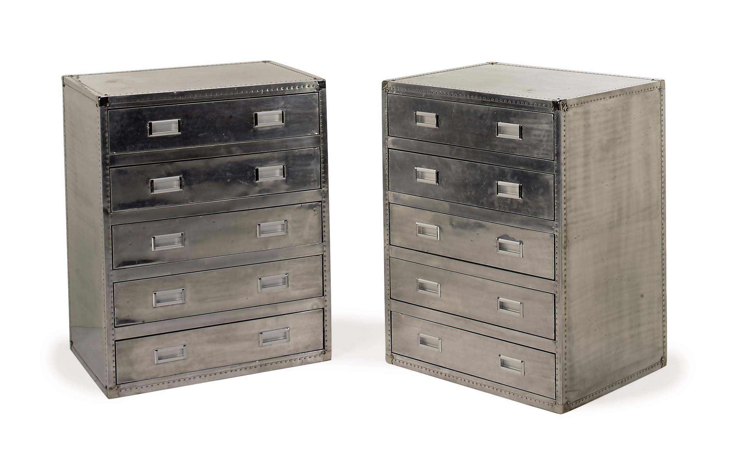 A PAIR OF CHROMEDMETAL CHESTOFDRAWERS, , MODERN Christie's
