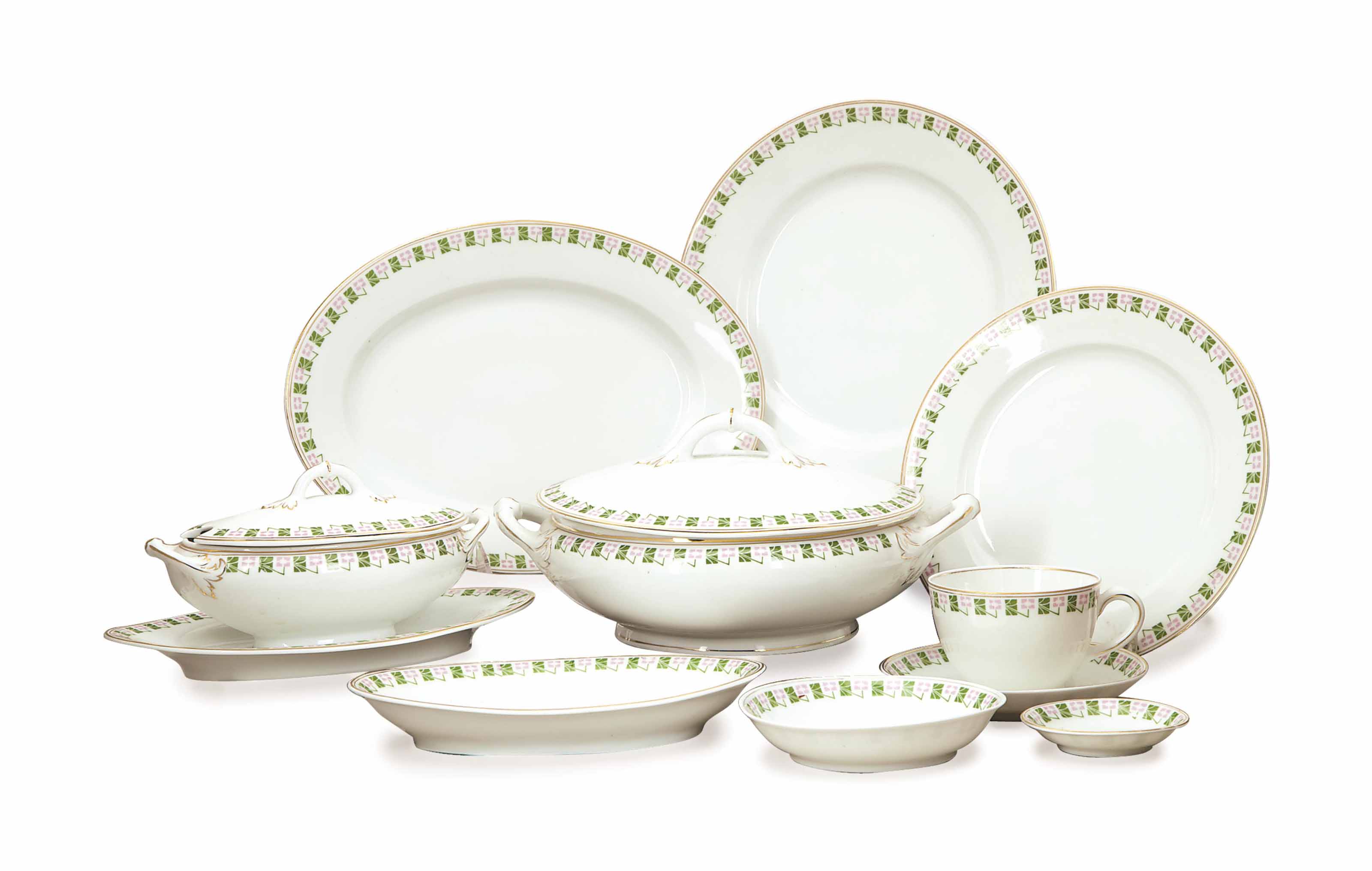 AN AUSTRIAN PORCELAIN TRANSFERPRINTED TABLE SERVICE, , EARLY 20TH