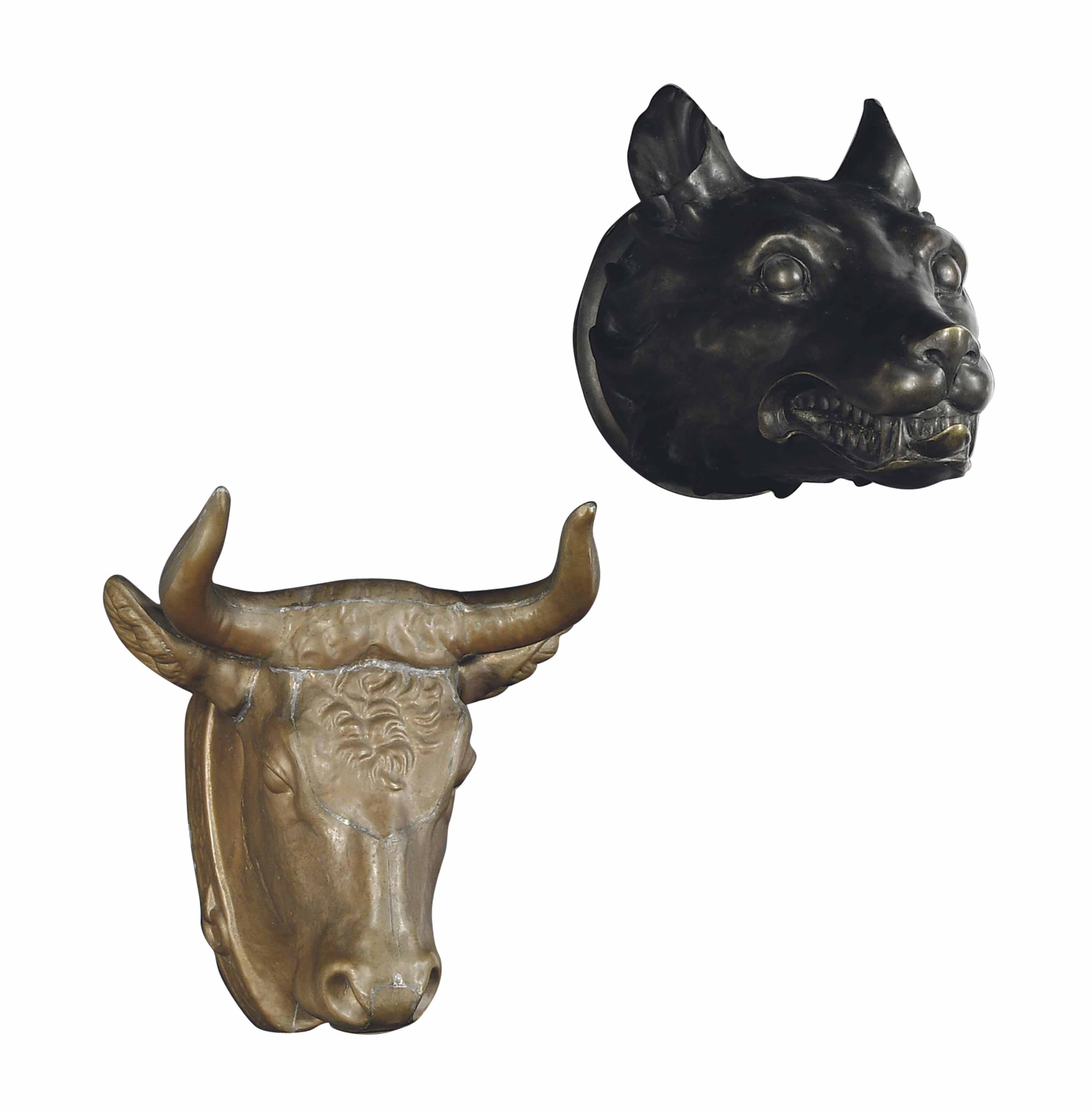 TWO PATINATEDMETAL ANIMAL HEADS, , 20TH CENTURY, Christie's