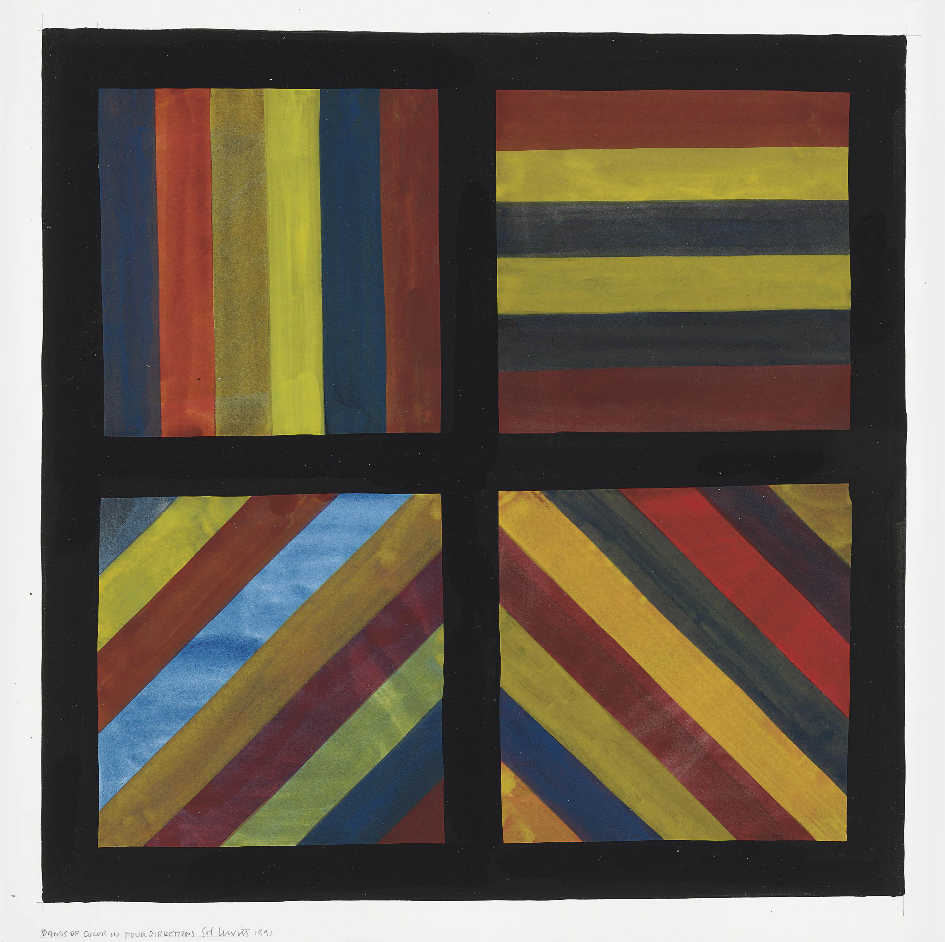 Sol LeWitt (19282007) , Bands of Color in Four Directions