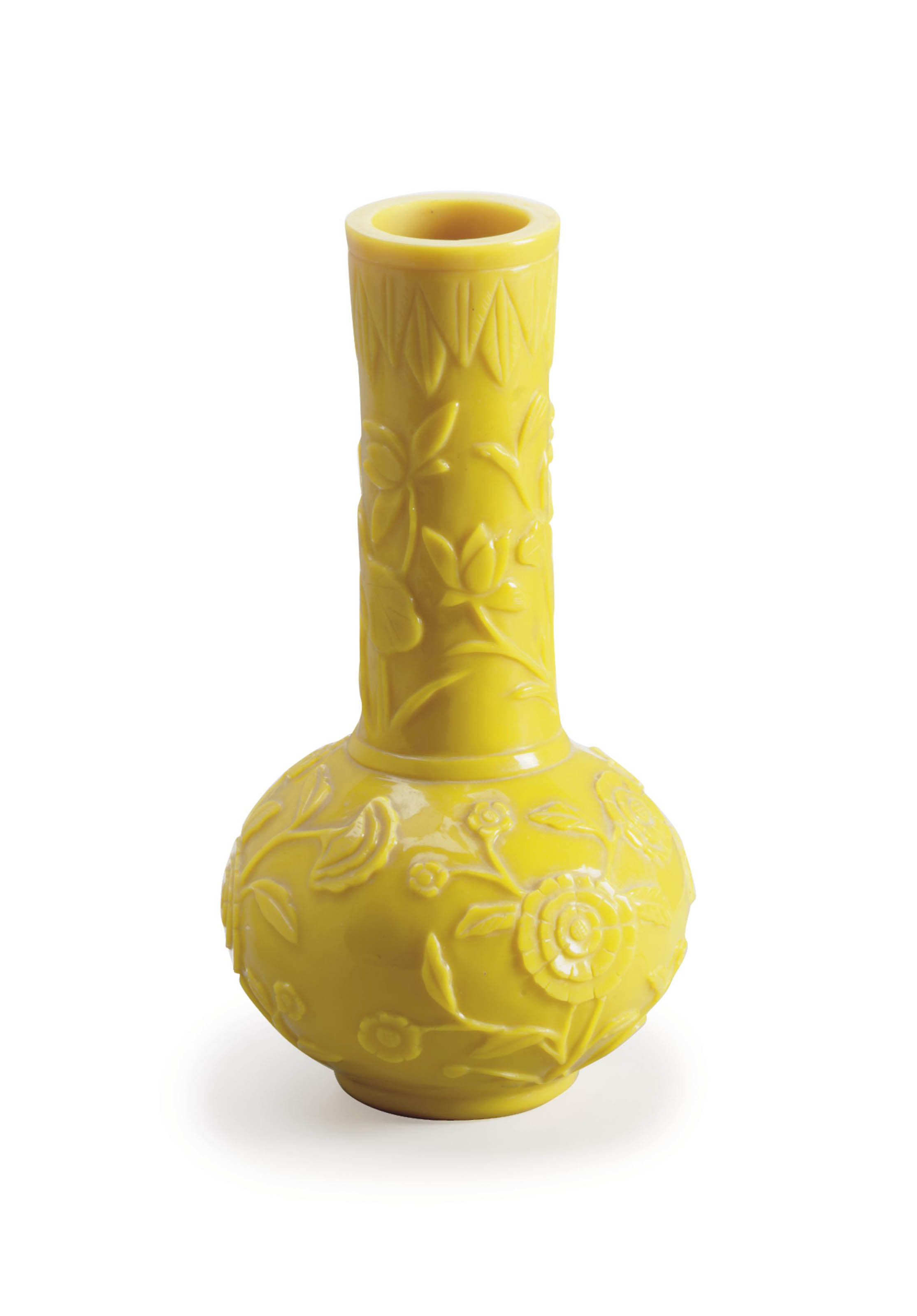 A CHINESE CARVED YELLOW GLASS BOTTLE VASE, , 19TH CENTURY Christie's