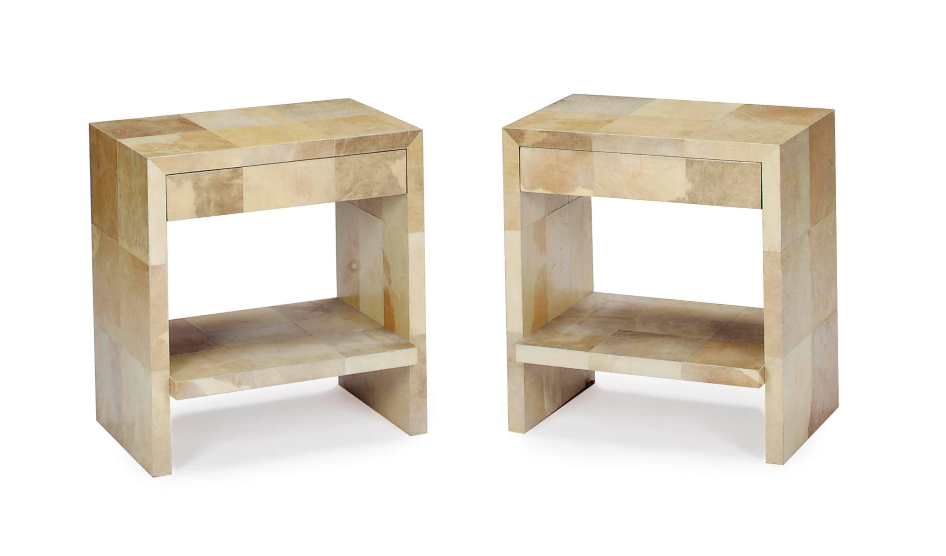 A PAIR OF PARCHMENTCOVERED SIDE TABLES, , LATE 20TH CENTURY Christie's