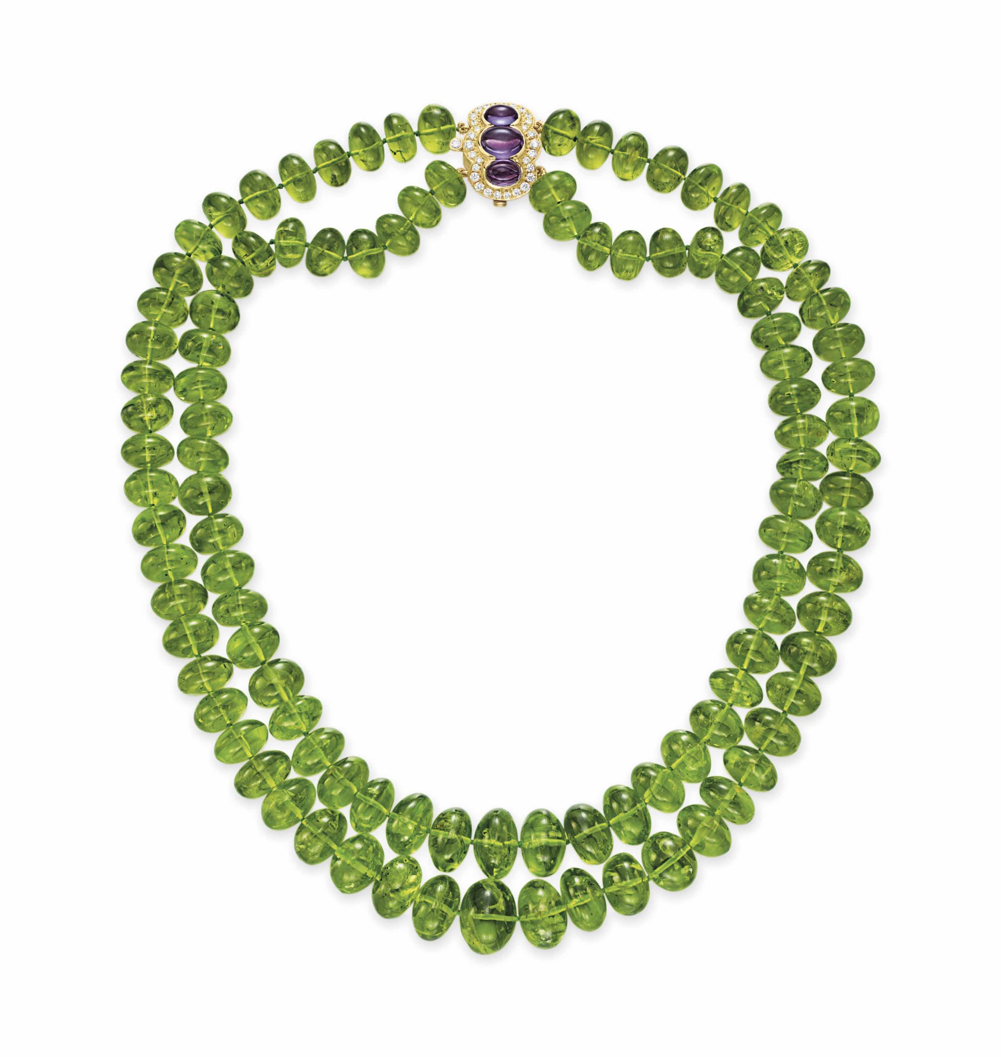 A PERIDOT, DIAMOND AND AMETHYST NECKLACE, BY BVLGARI Christie's