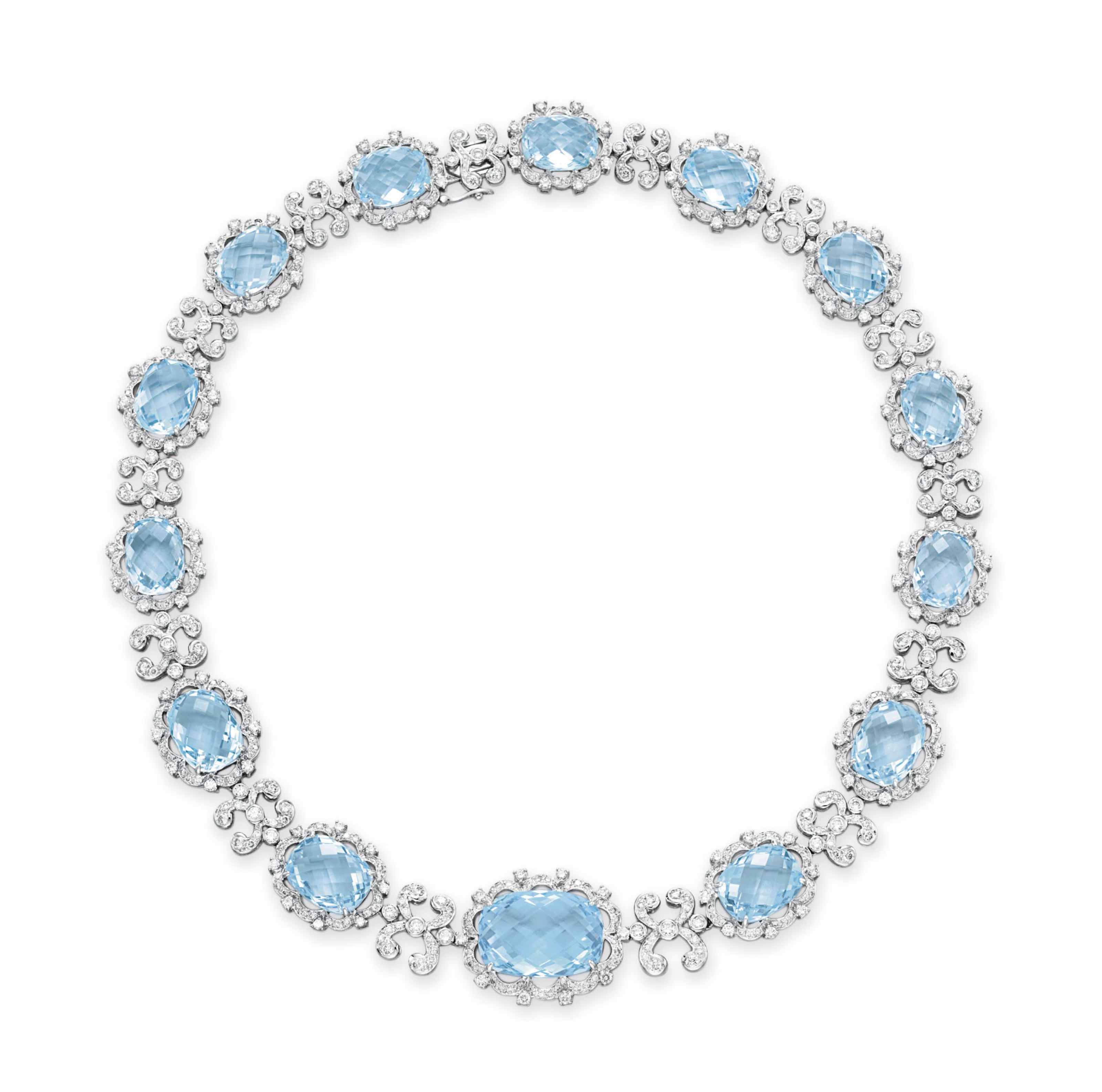 A BLUE TOPAZ AND DIAMOND NECKLACE | Christie's