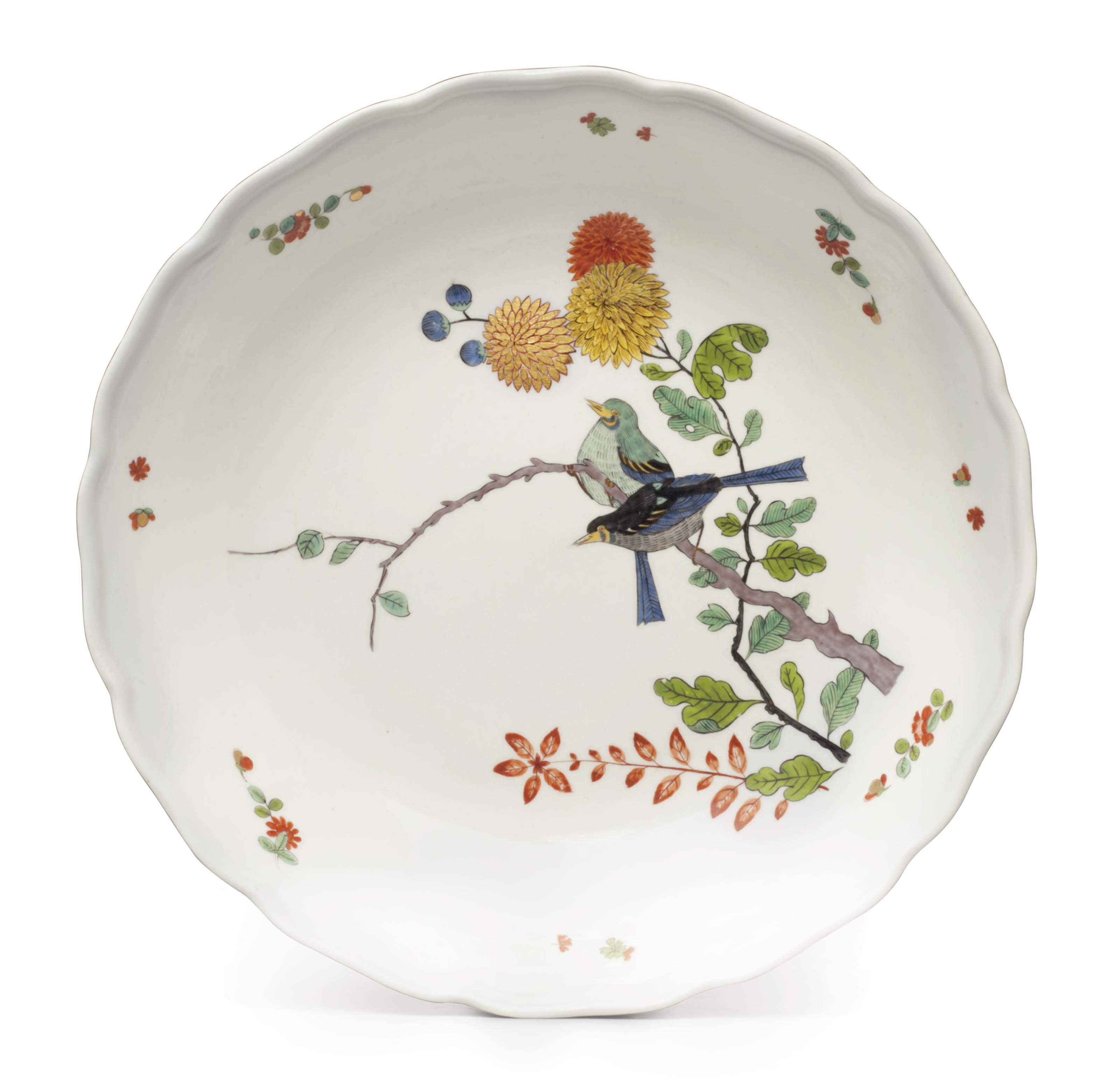 A MEISSEN PORCELAIN SHALLOW BOWL , CIRCA 1735-1740, BLUE CROSSED