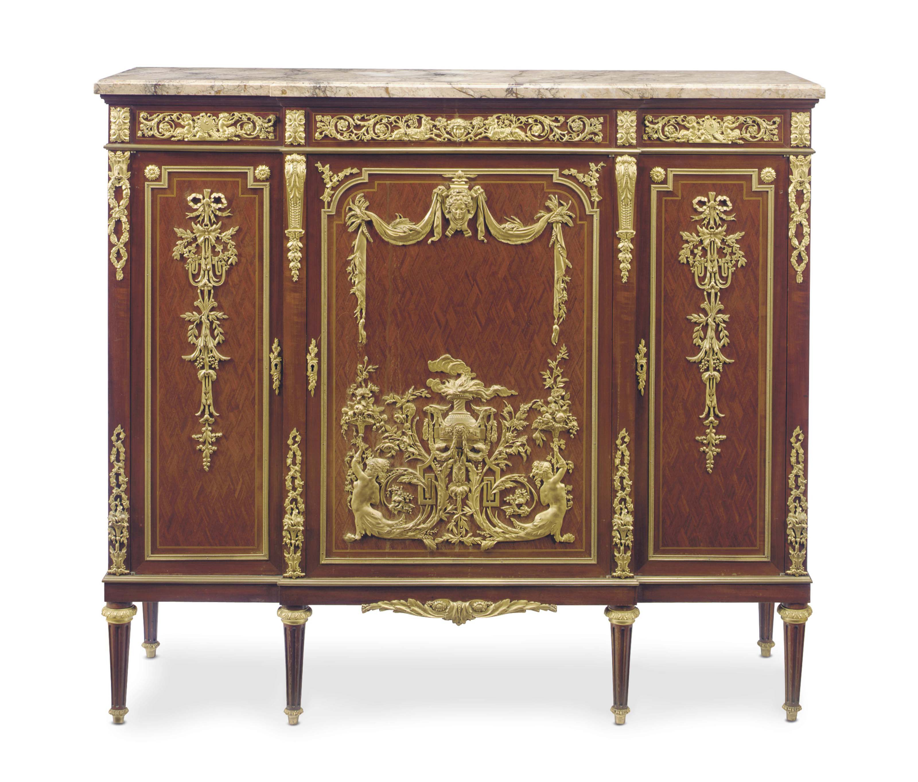 A FRENCH ORMOLUMOUNTED MAHOGANY AND PARQUETRY SIDE , LATE 19TH CENTURY Christie's