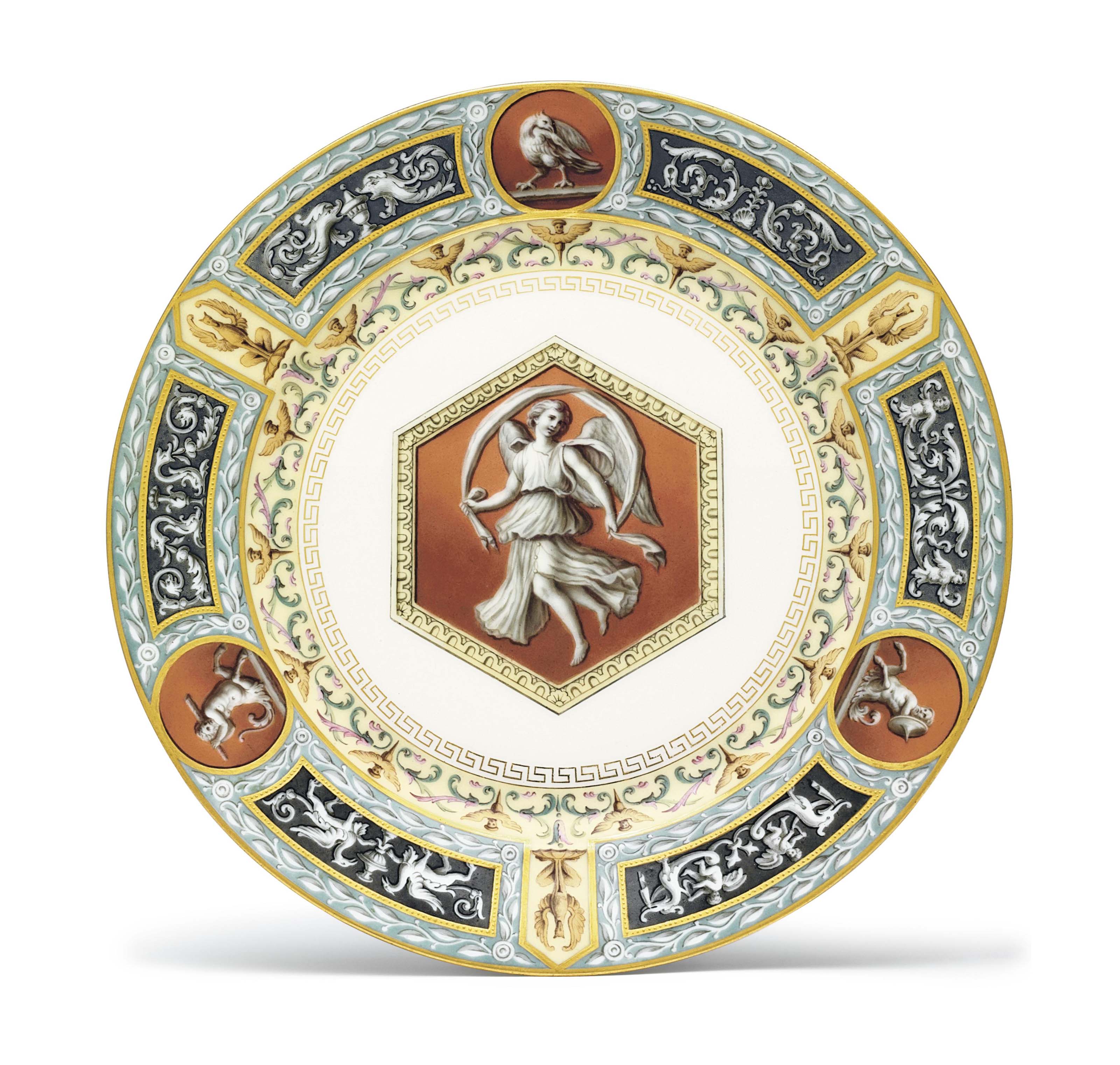 A PORCELAIN DINNER PLATE FROM THE RAPHAEL SERVICE , BY THE IMPERIAL