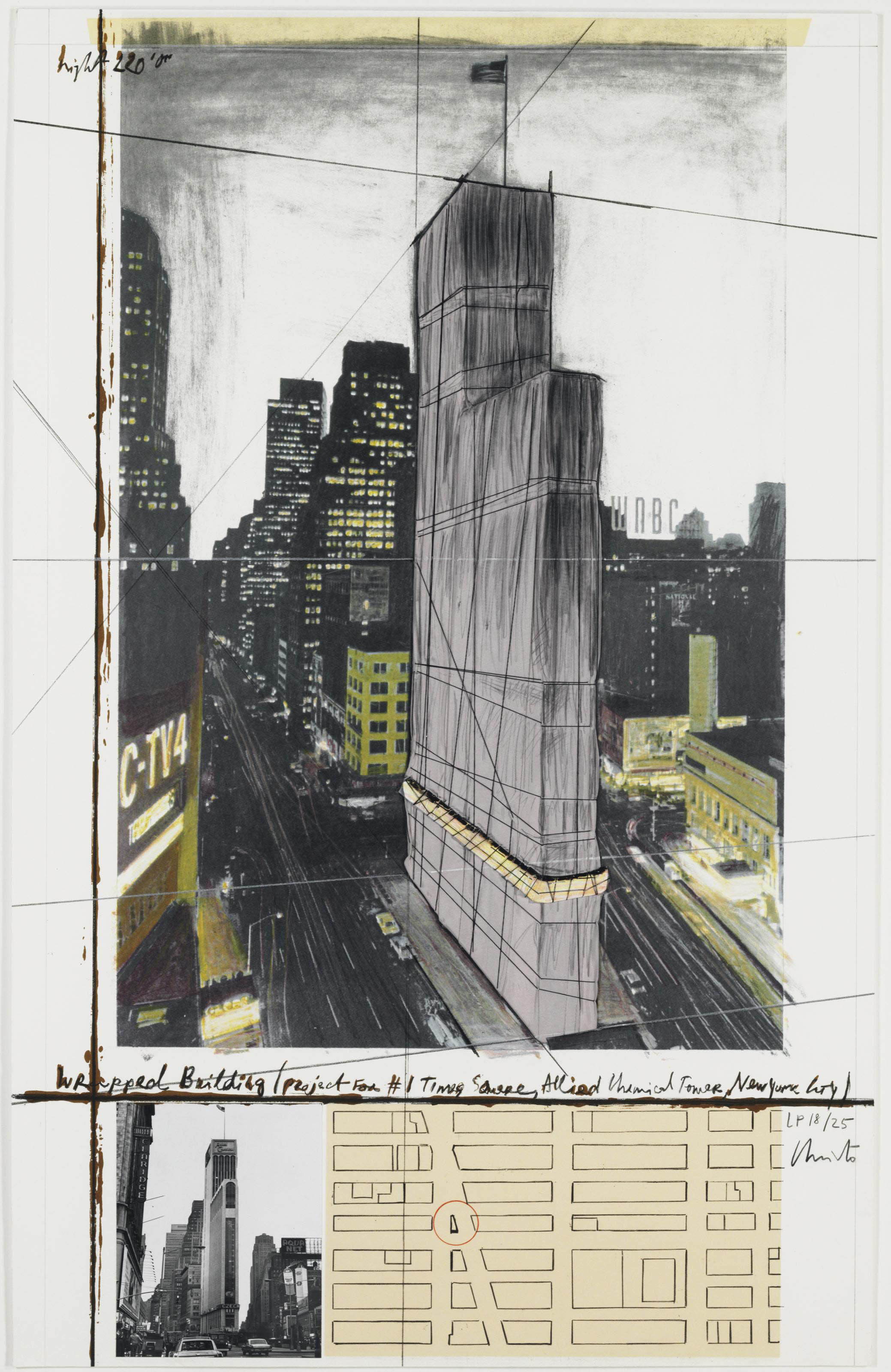 CHRISTO , Wrapped Building, Project for 1 Times Square, Allied Chemical