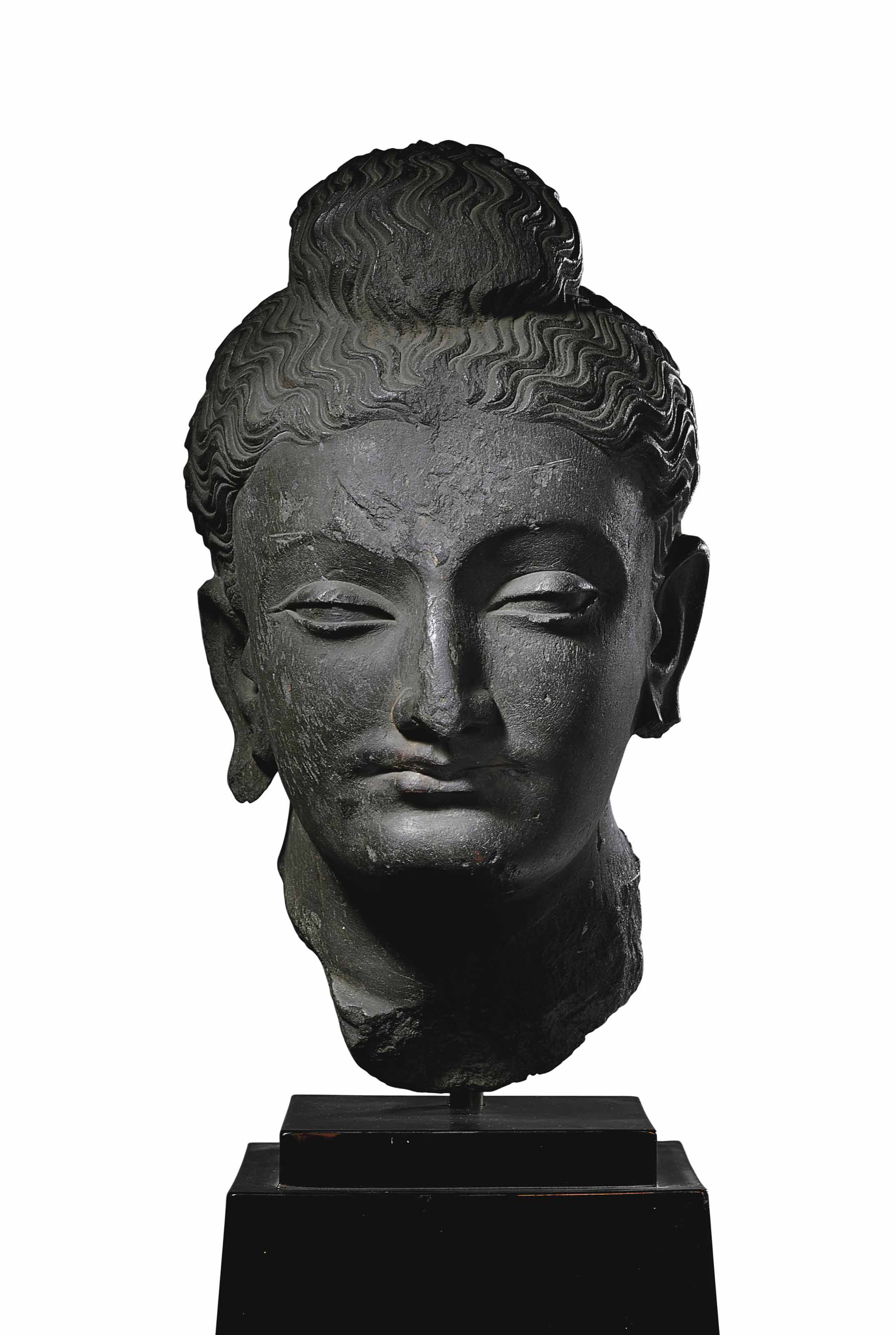 A Gray Schist Head Of Buddha Gandhara 2nd 3rd Century Sculptures Statues Figures Head Christie S