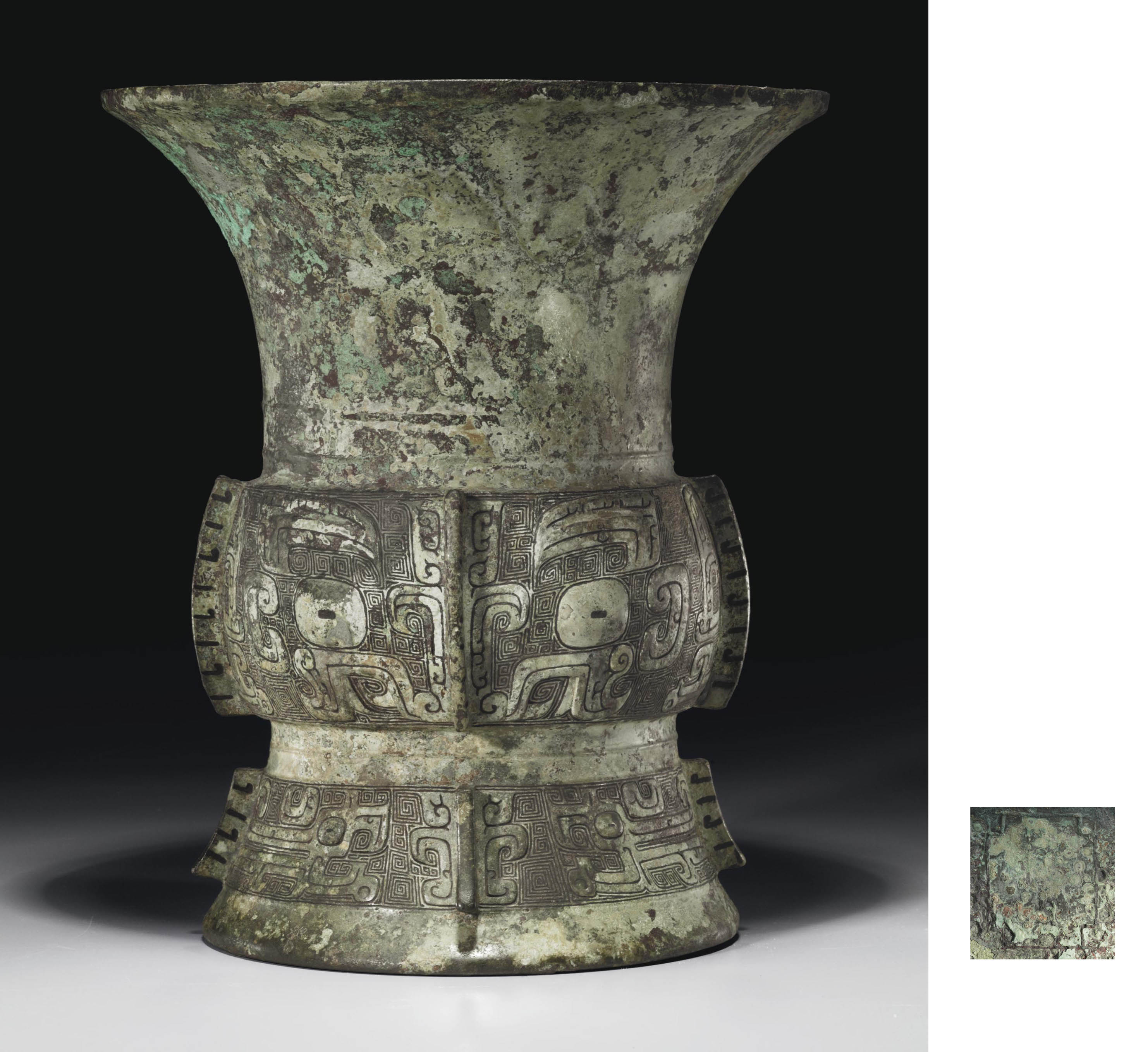 A RARE WELLCAST BRONZE RITUAL WINE VESSEL, ZUN , LATE SHANG DYNASTY, 11TH CENTURY BC Christie's