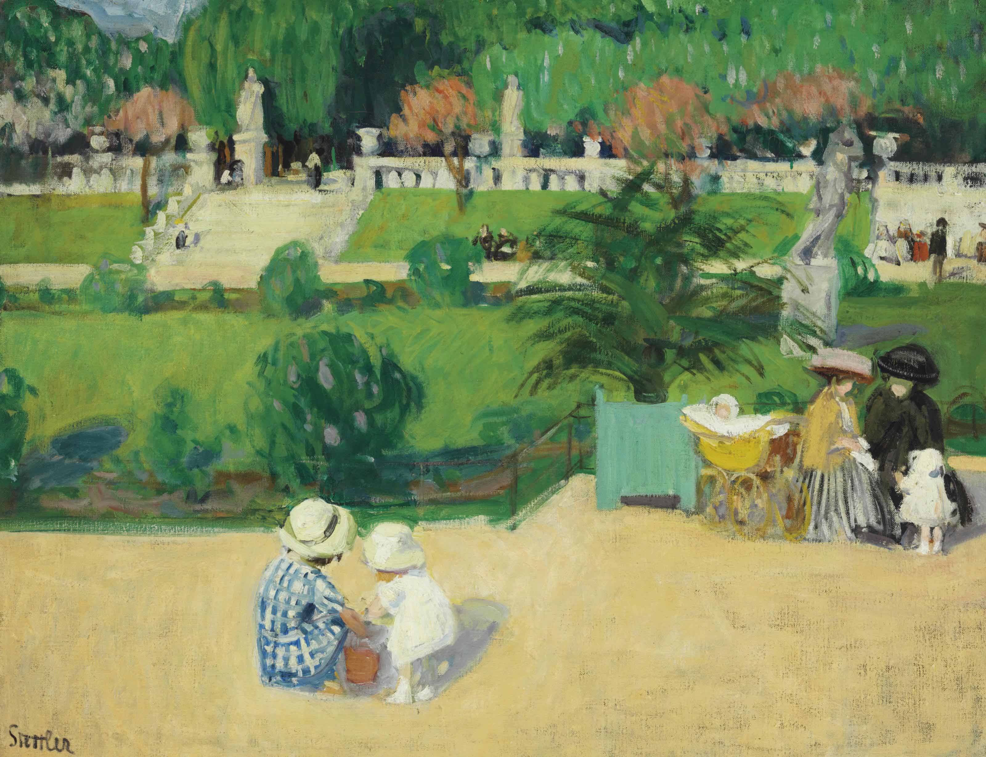 Martha Stettler 1870 1945 Dans Le Jardin Du Luxembourg 20th