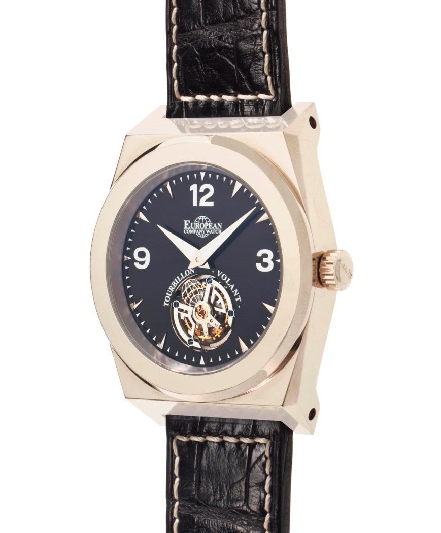 European Company Watch. A Fine Oversized 18k White Gold Tourbillon