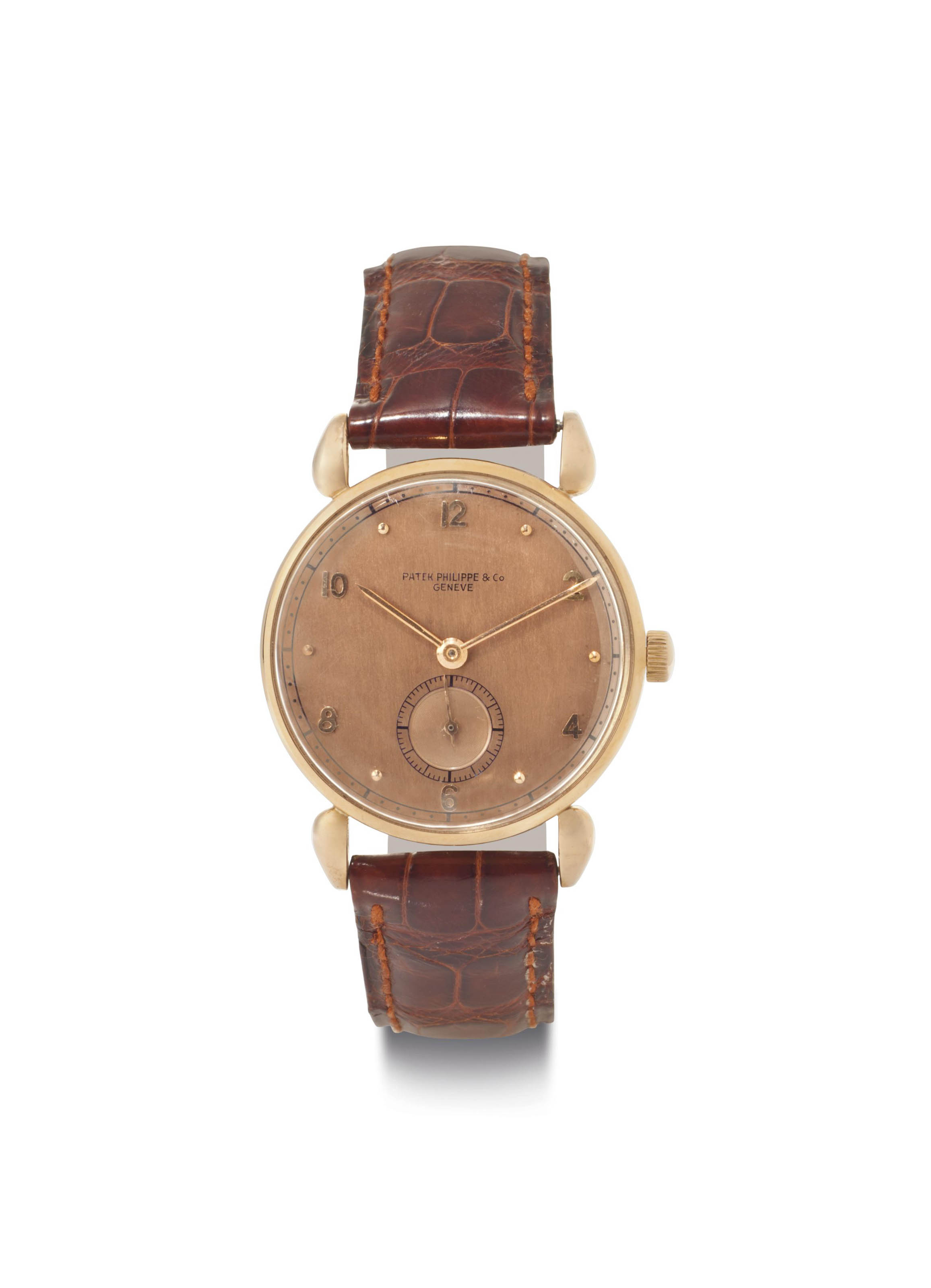 Patek Philippe. An 18k Pink Gold Wristwatch with Unusual Lugs