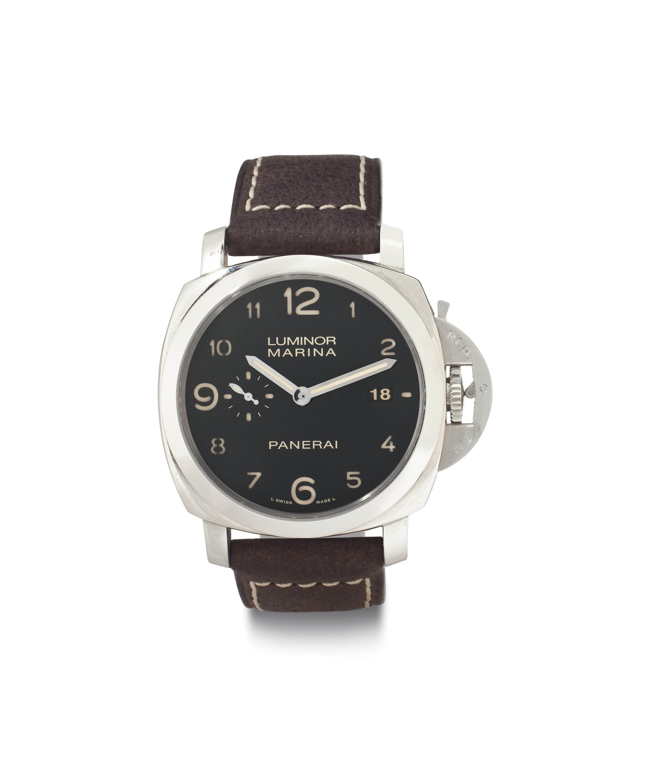 Panerai An Oversized Stainless Steel Cushion Shaped Diver S Wristwatch With Date Auto w/ subseconds and date. stainless steel cushion shaped