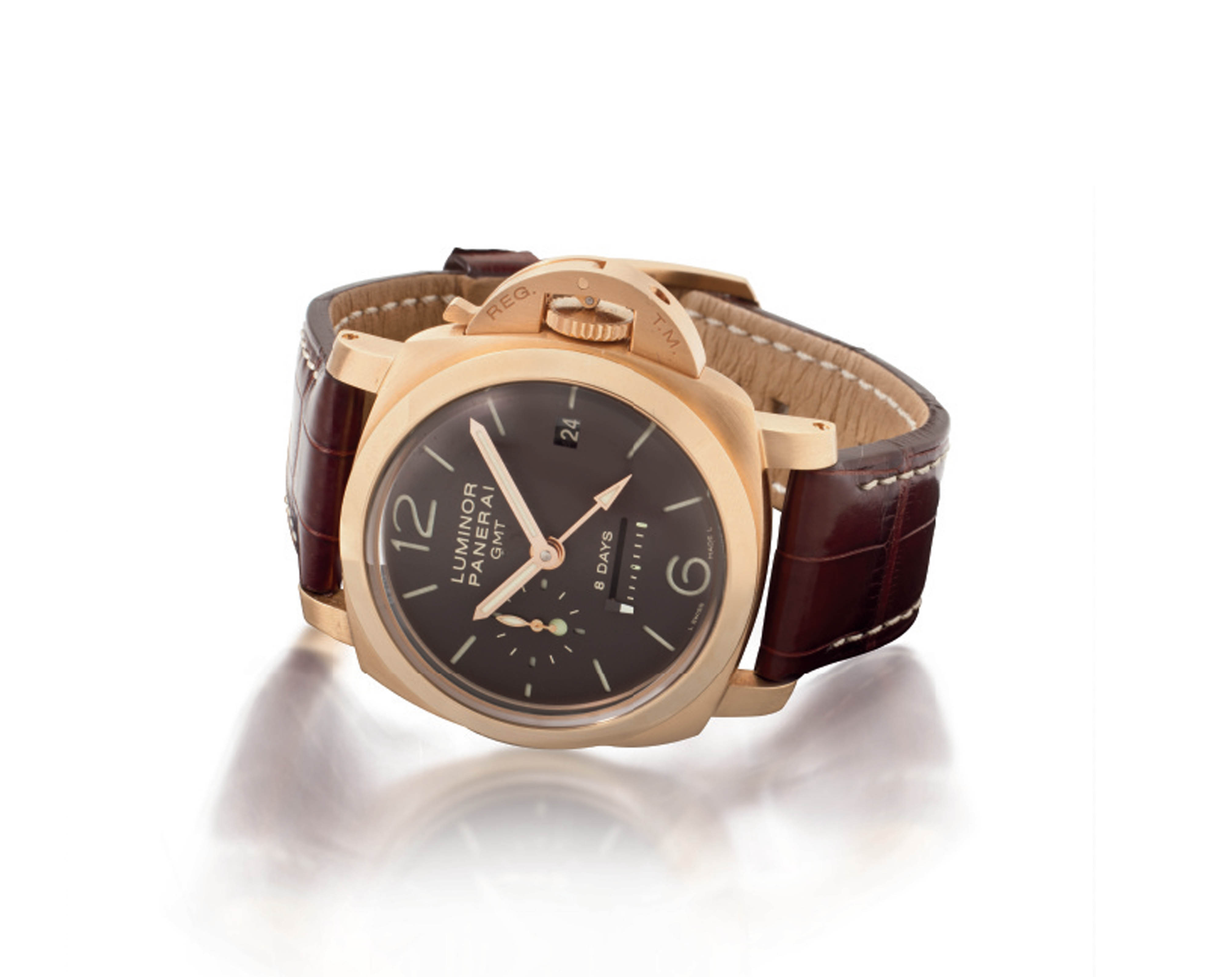 Panerai. A Fine 18K Pink Gold Limited Edition Oversized Cushion