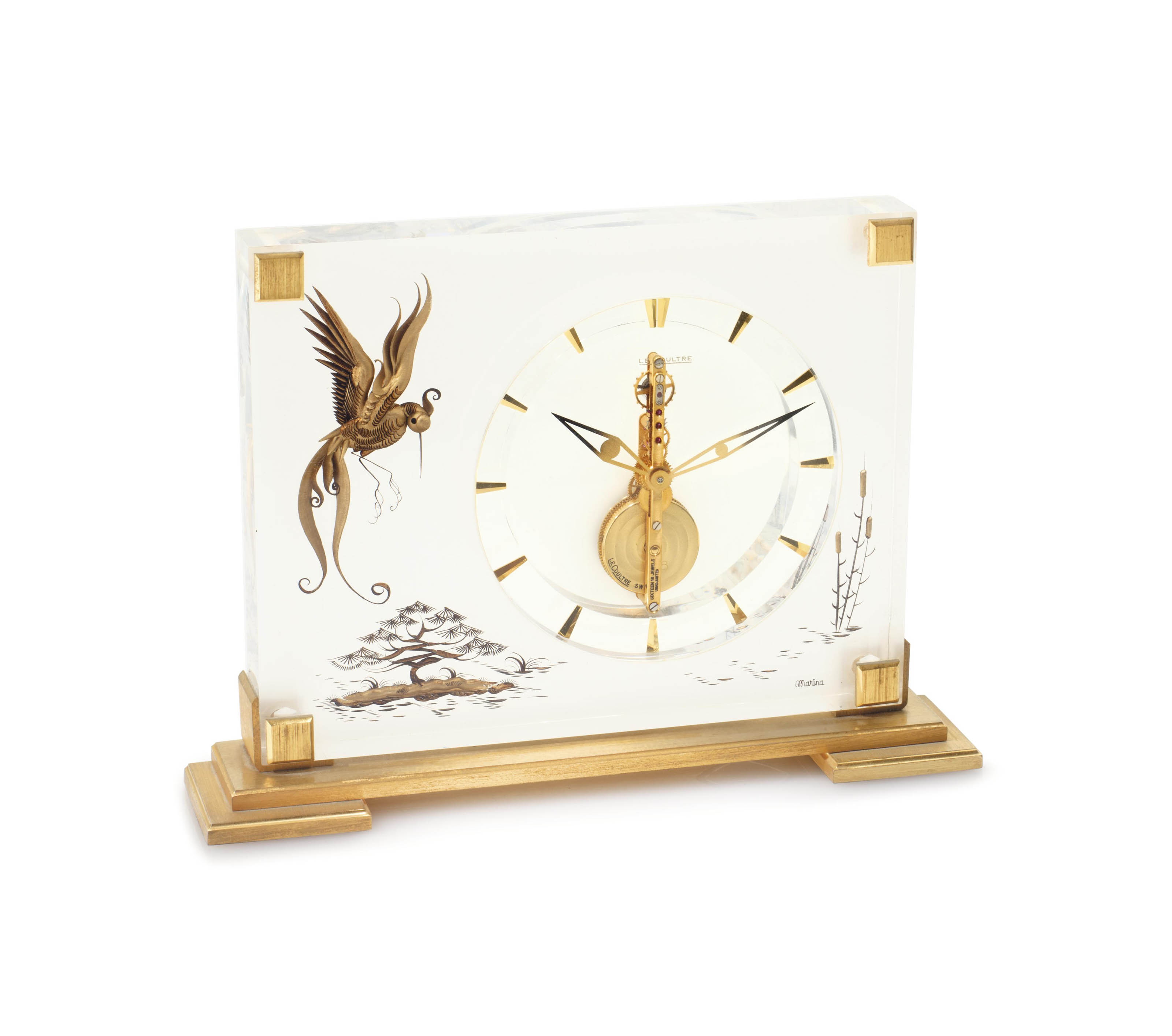 Looping. A Brass Alarm Table Clock , SIGNED LOOPING